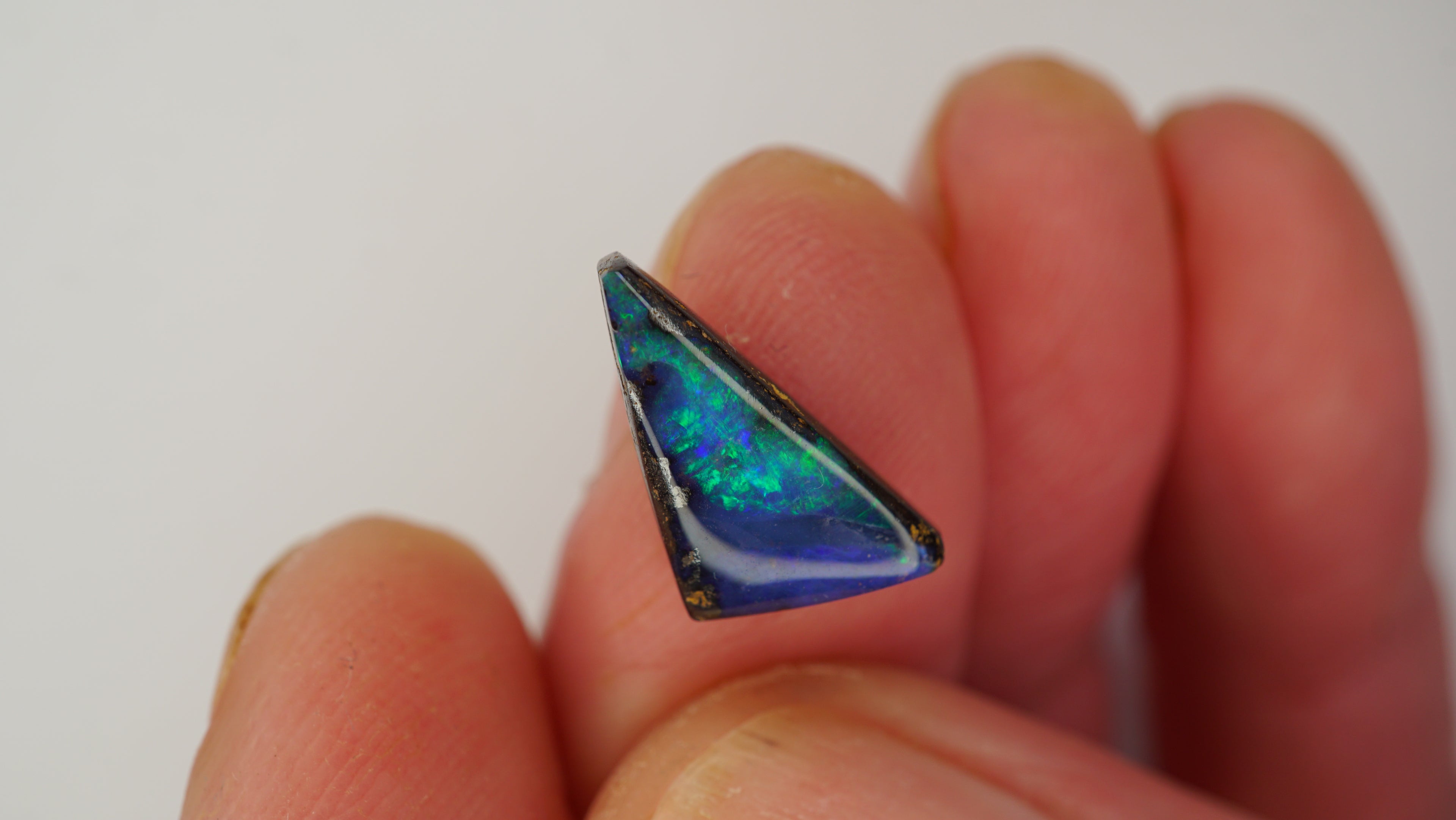 3.8ct Boulder Opal - Green Fire on Dark Blue Base