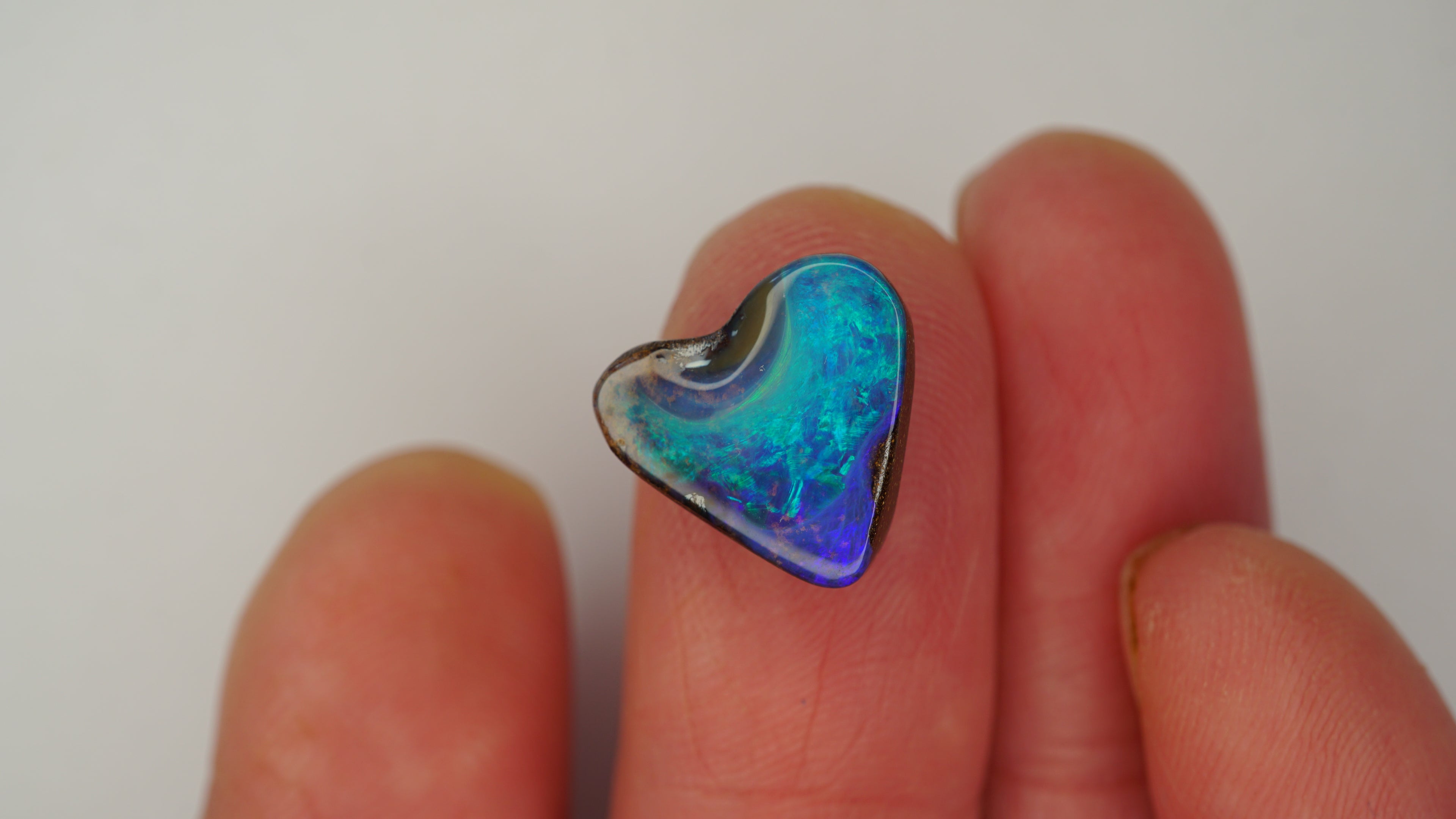 Heartlight Boulder Opal - Bright Green Flash with Electric Blue Accents