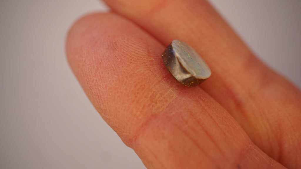 2.8 ct Pale Blue Boulder Opal - Green & Crimson Streaked Colour Play