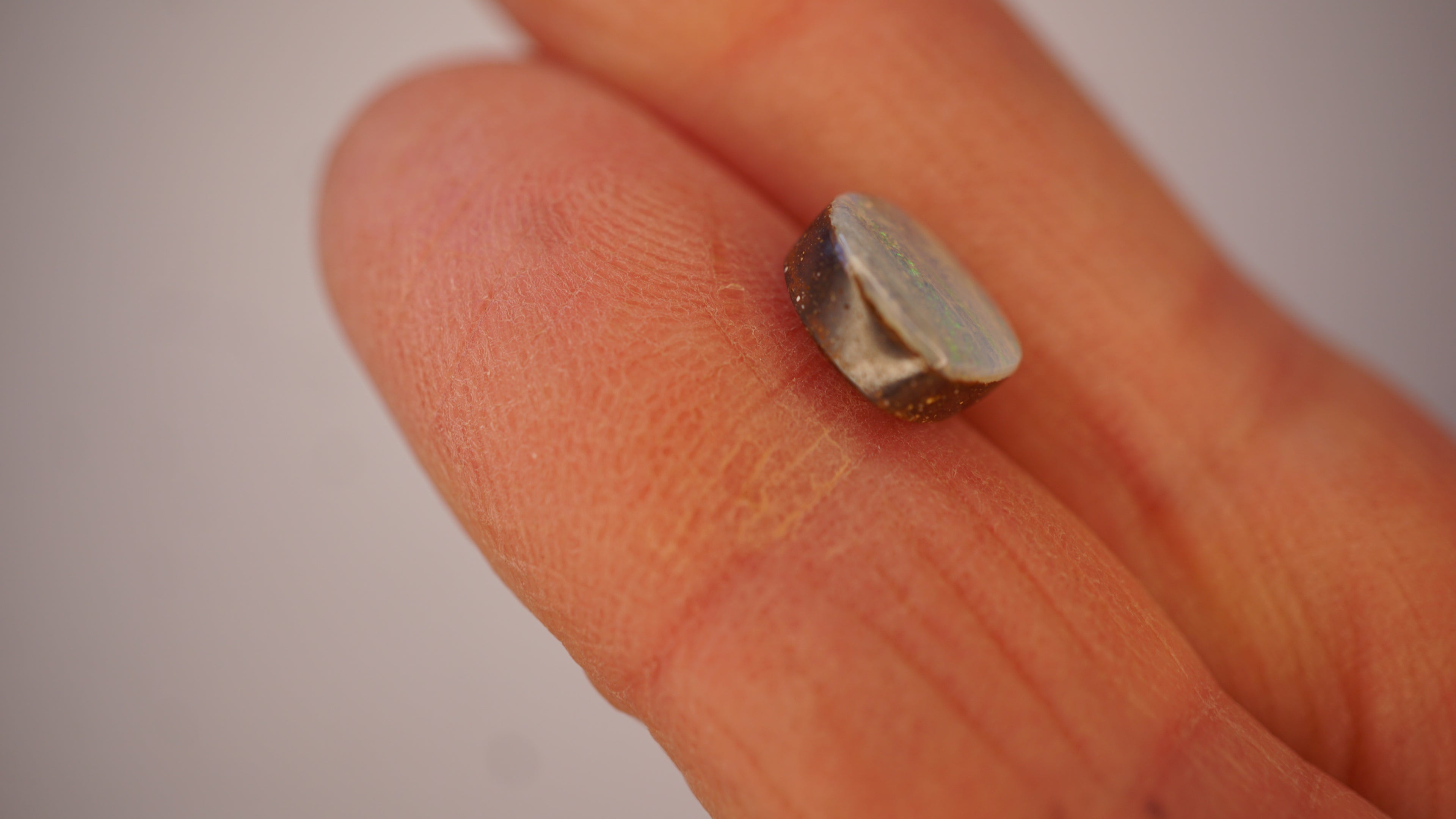 2.8 ct Pale Blue Boulder Opal - Green & Crimson Streaked Colour Play