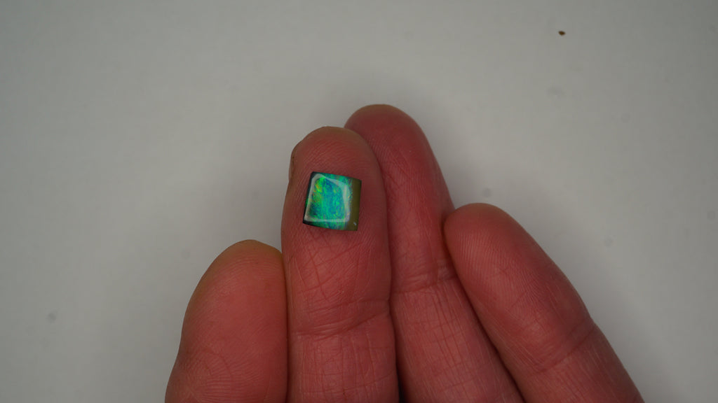 2.3 ct Rectangular Boulder Opal - Green & Blue Flash Play