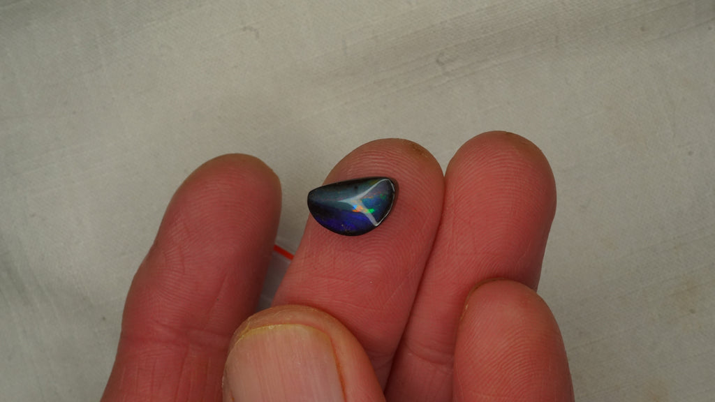 3.2 ct Dark Blue Boulder Opal - High-Contrast Neon Flash