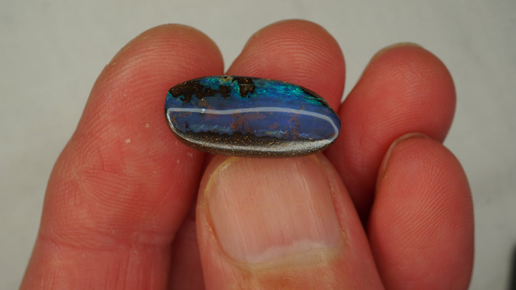 9.1ct Boulder Opal - Aqua & Steel Blue Play on Medium-Deep Blue Host Body Tone