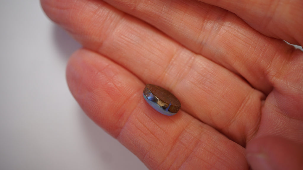 3.5ct Boulder Opal - Green & Electric Blue Fire on Blue Host Body Tone