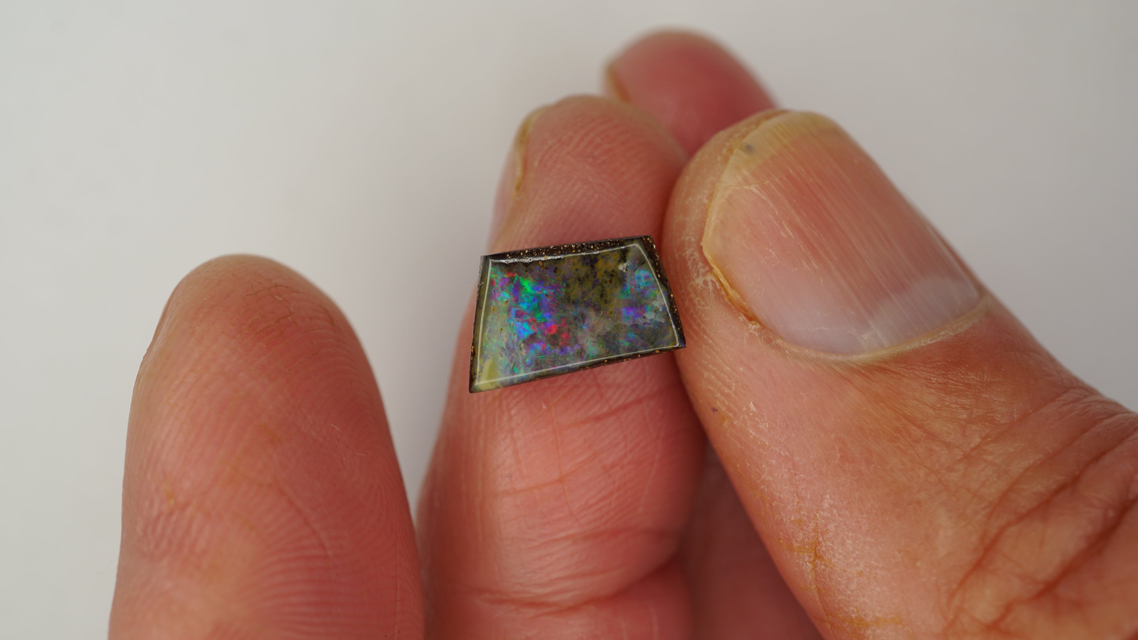 3.2ct Boulder Opal - Green, Purple & Crimson Fire on Host Rock Body Tone