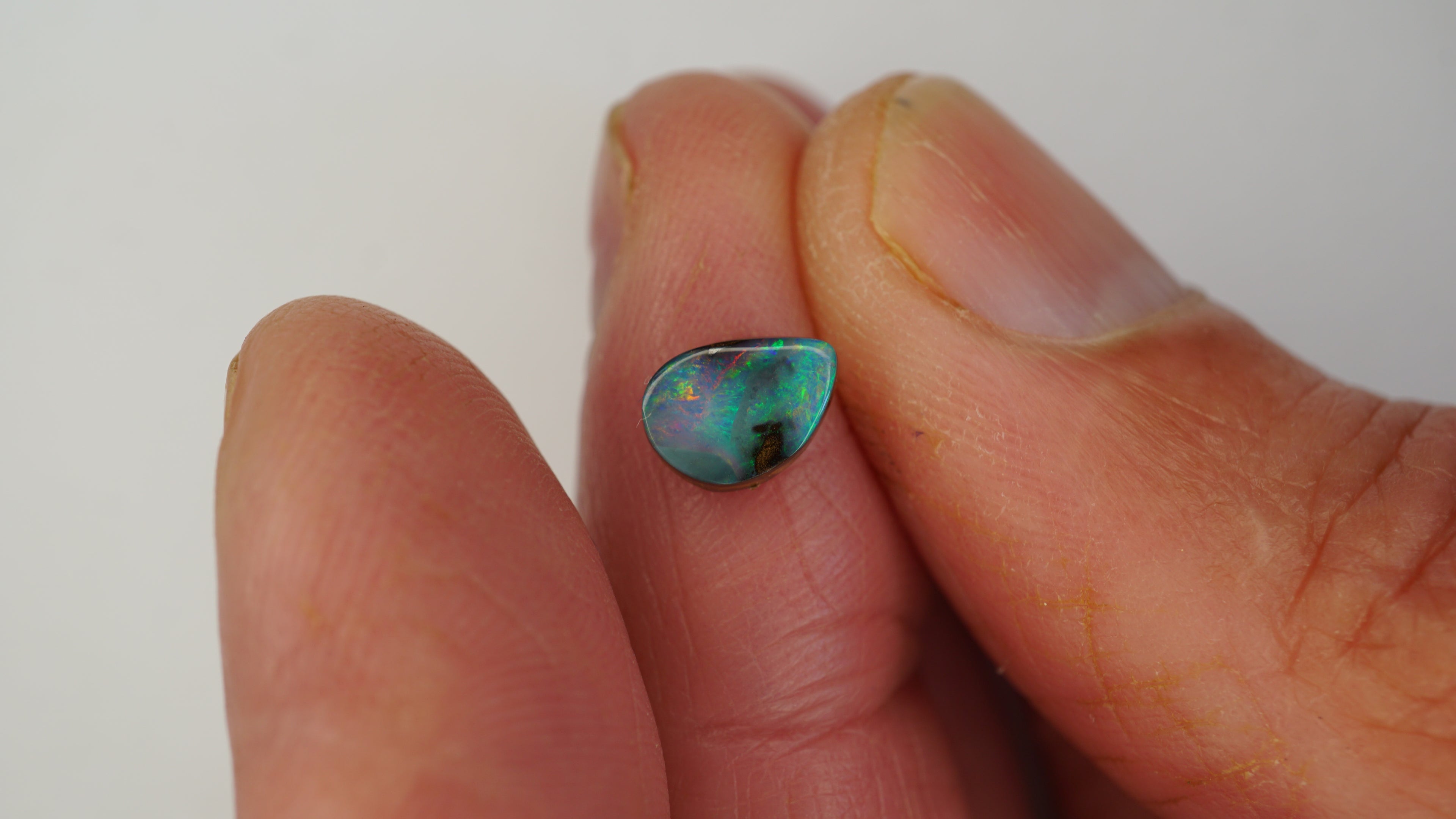 Rainforest Flame Boulder Opal - Dark Green with Bright Green & Orange Play