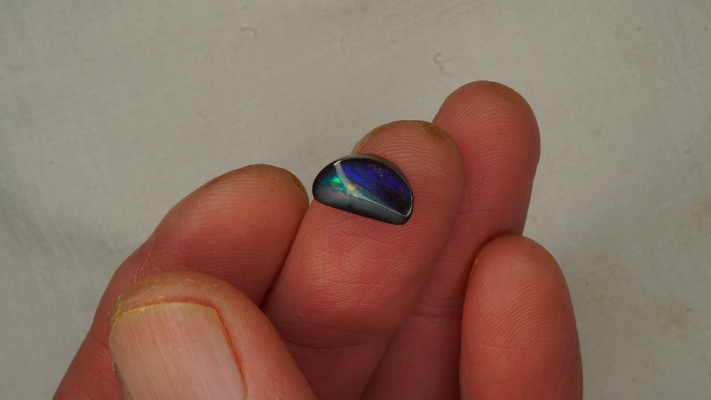 3.2 ct Dark Blue Boulder Opal - High-Contrast Neon Flash