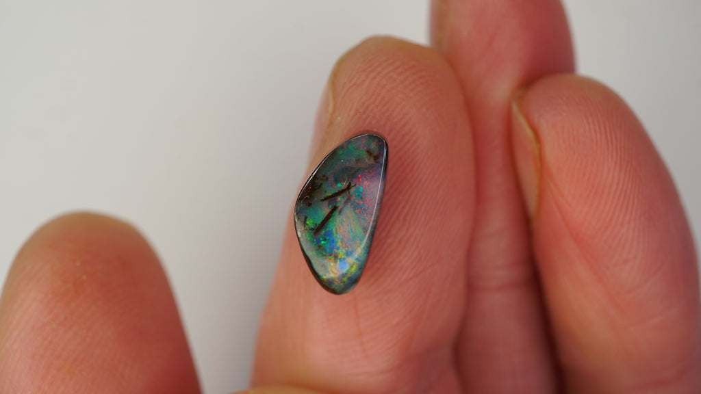 3.0ct Boulder Opal - Multicolour Fire on Dark Green Base