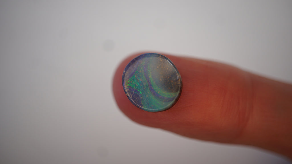3.9 ct Blue Boulder Opal - Green Feature Flash