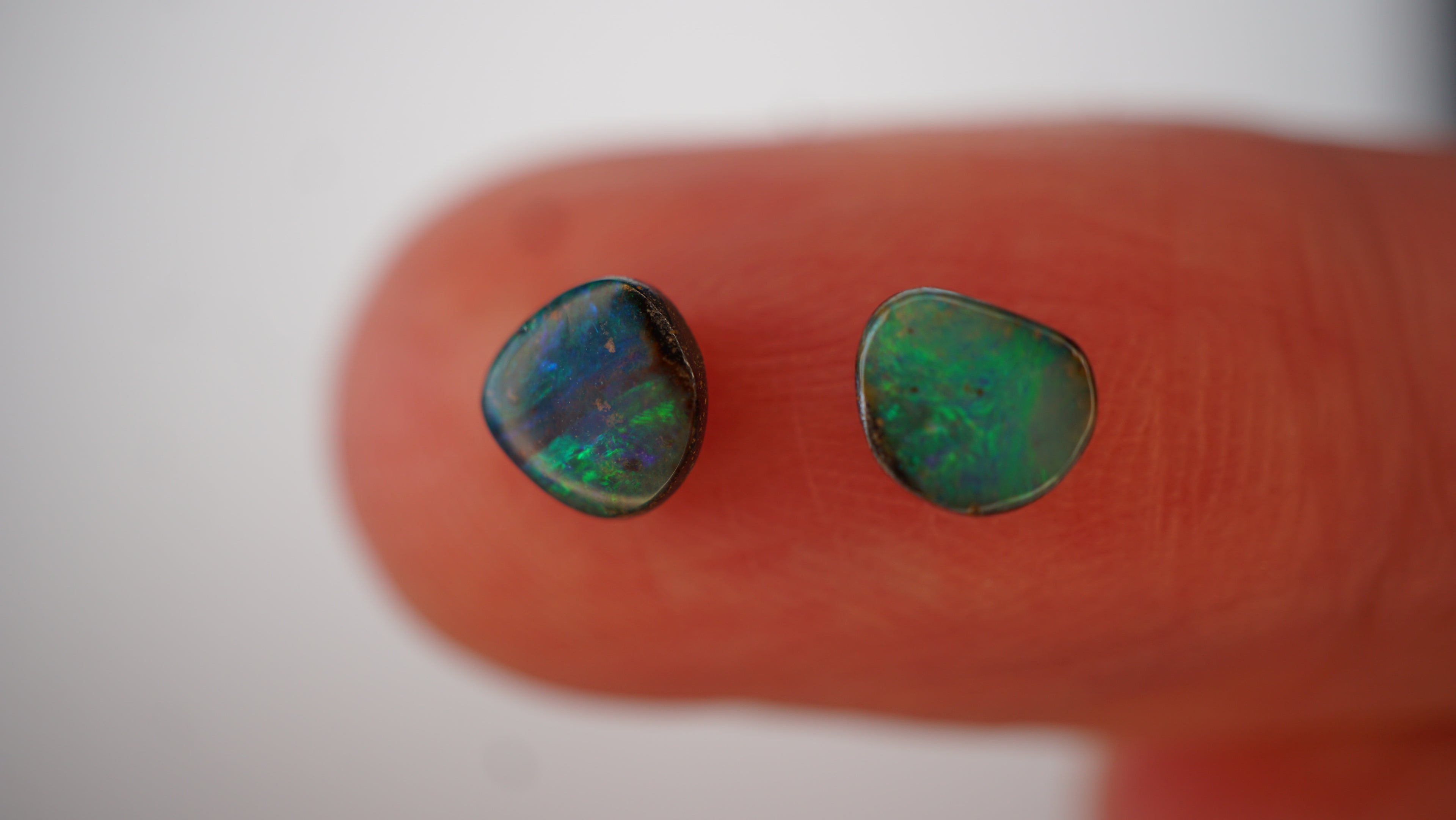 1.0ct Matched Boulder Opal Pair - Bright Green Pinfire