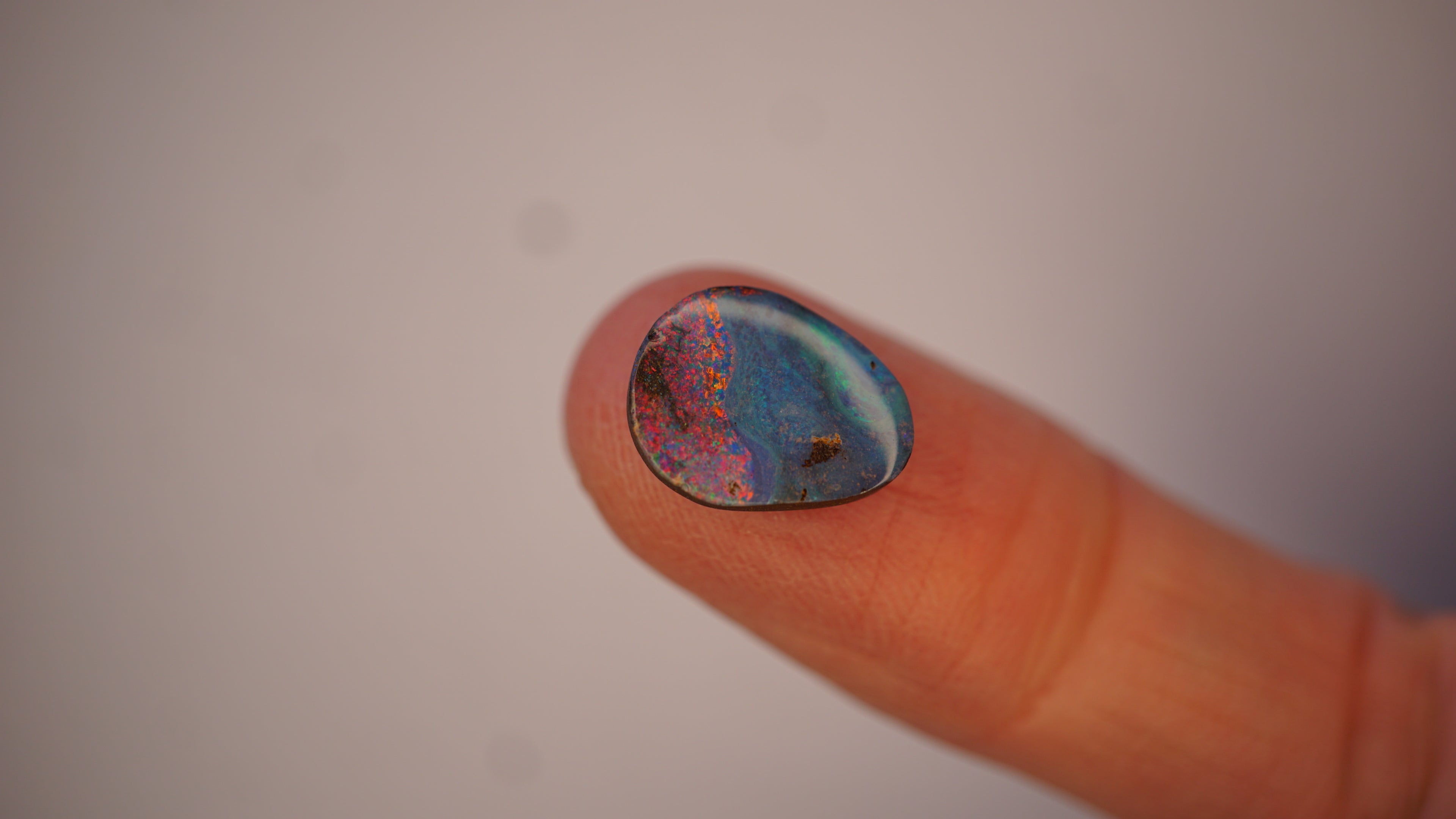 4.7ct Boulder Opal - Broad Bands of Pink & Green Pinfire on Blue Host Body Tone