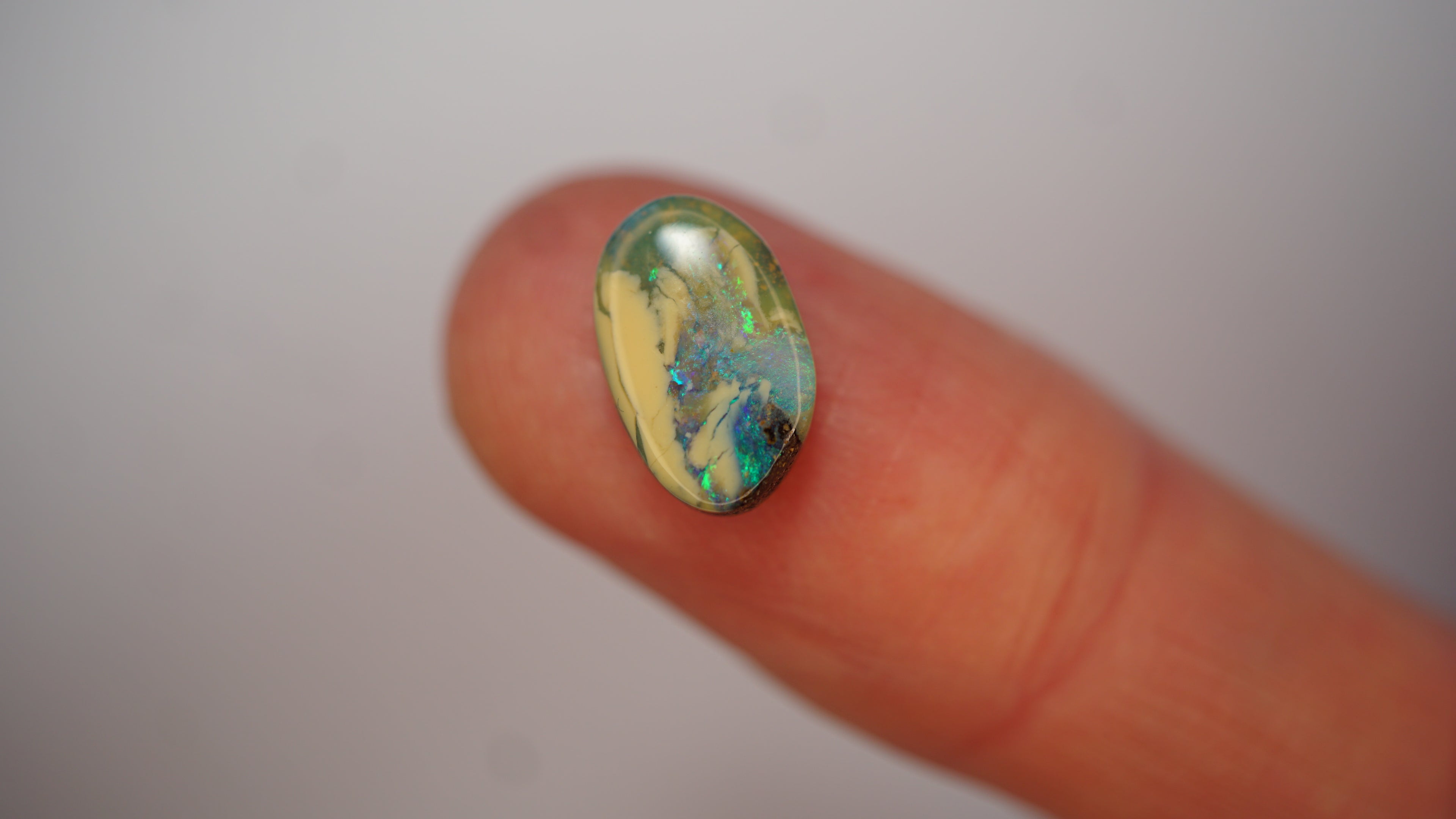 2.8ct Boulder Opal - Blue & Green Fire with Ivory Streak