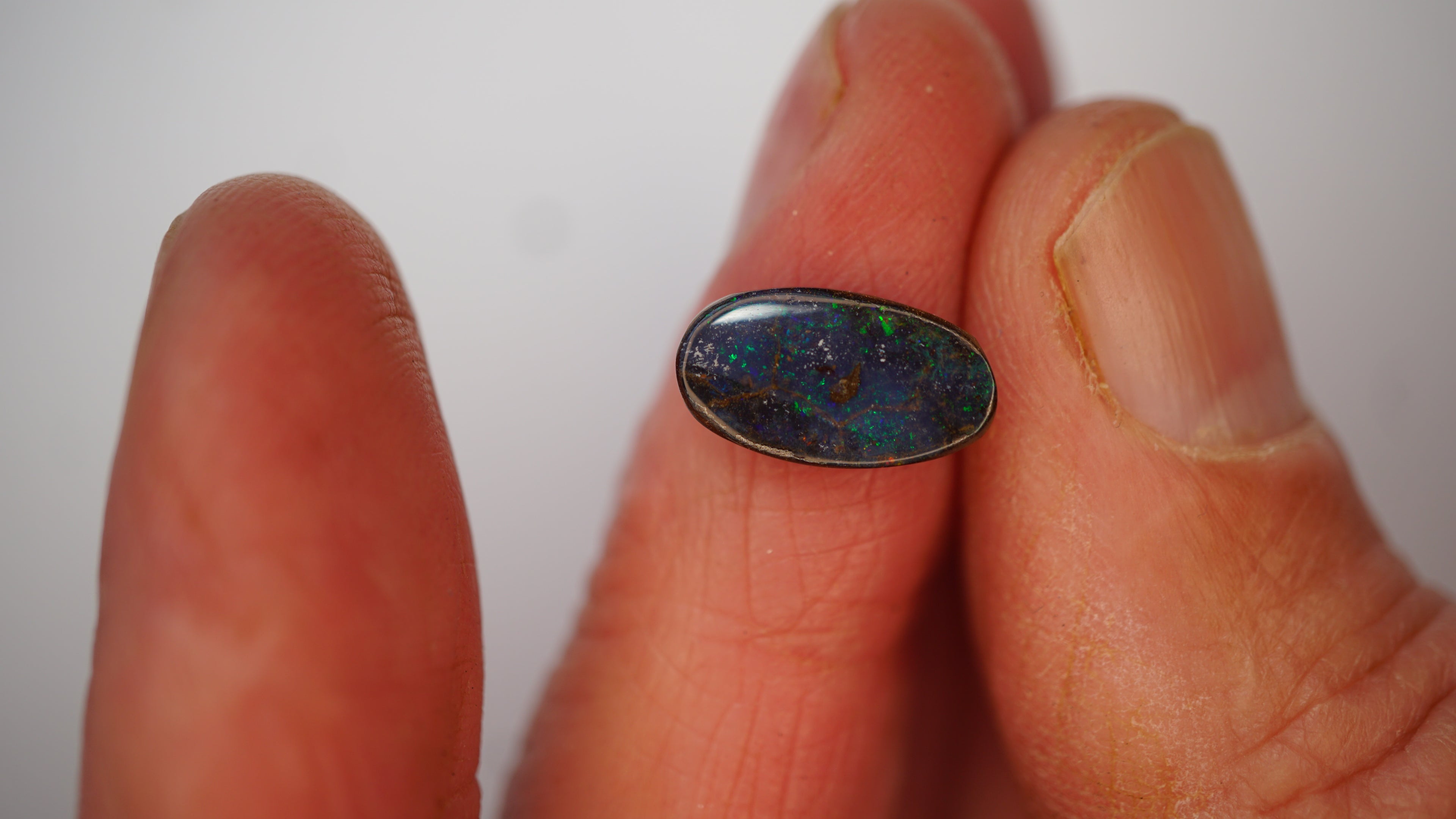 3.0ct Boulder Opal - Bright Green Fire on Dark Base