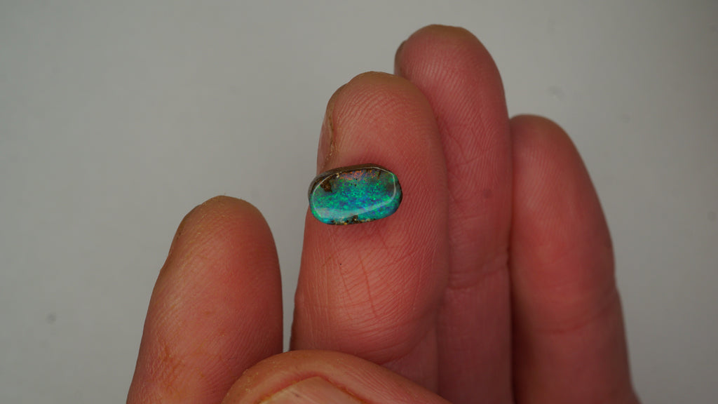 1.5 ct Green Boulder Opal - Green & Blue Pinfire Pattern