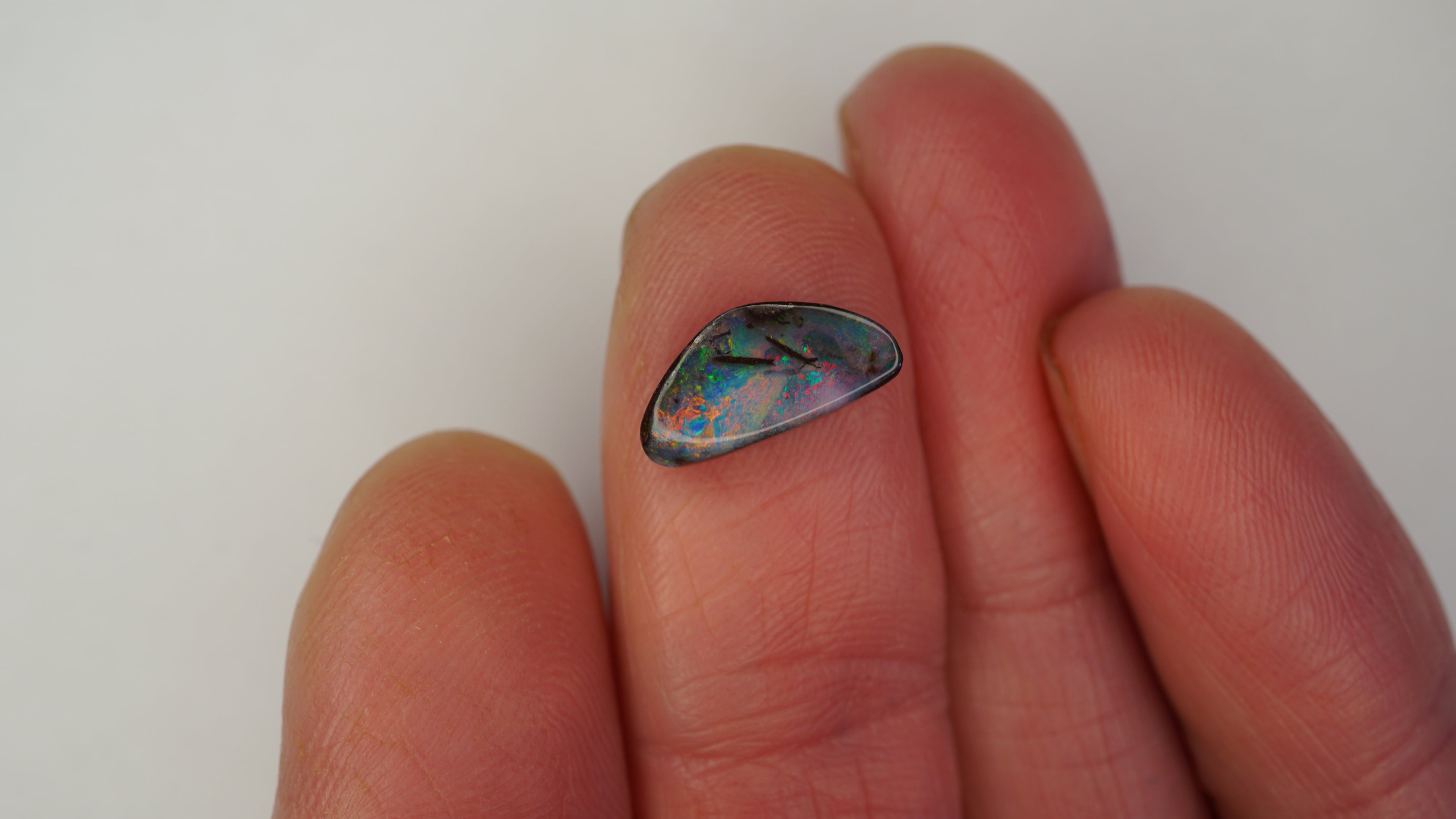 3.0ct Boulder Opal - Multicolour Fire on Dark Green Base