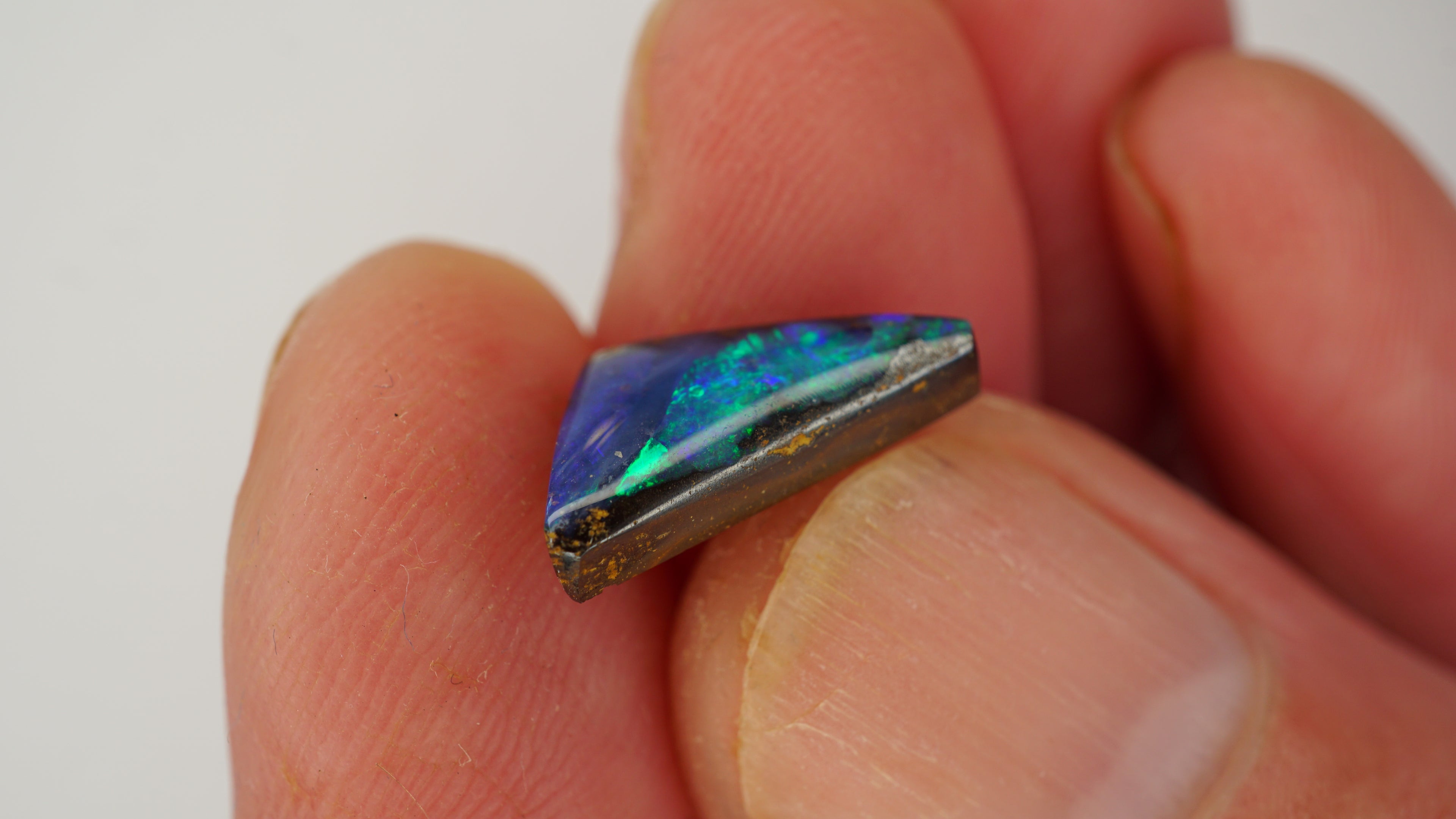 3.8ct Boulder Opal - Green Fire on Dark Blue Base