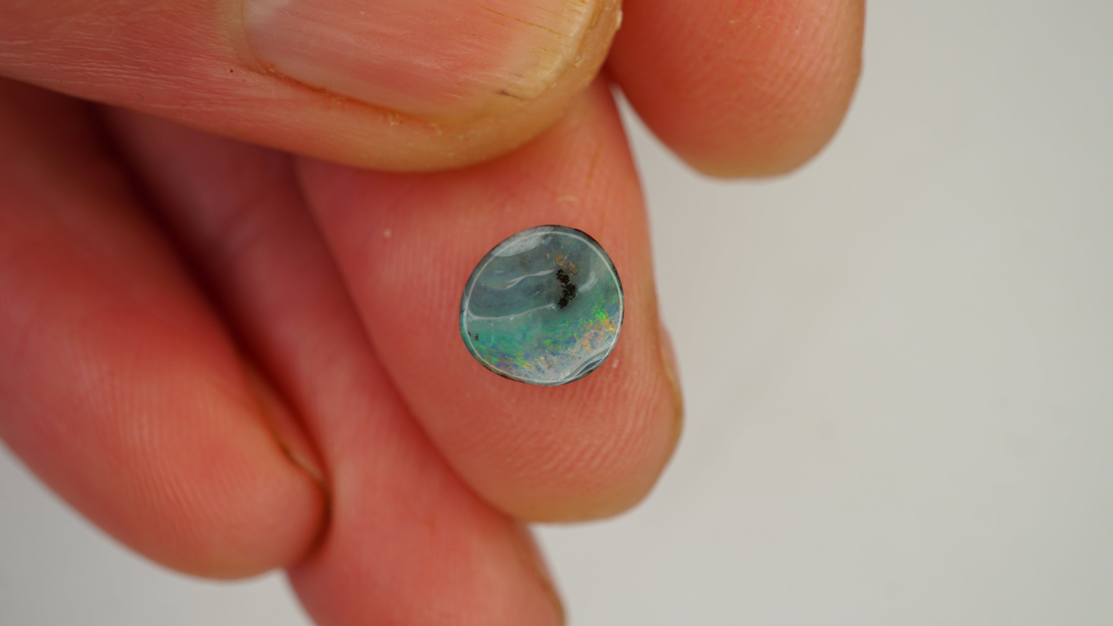 Green and Orange Pinfire Boulder Opal - White Base Australian Gemstone