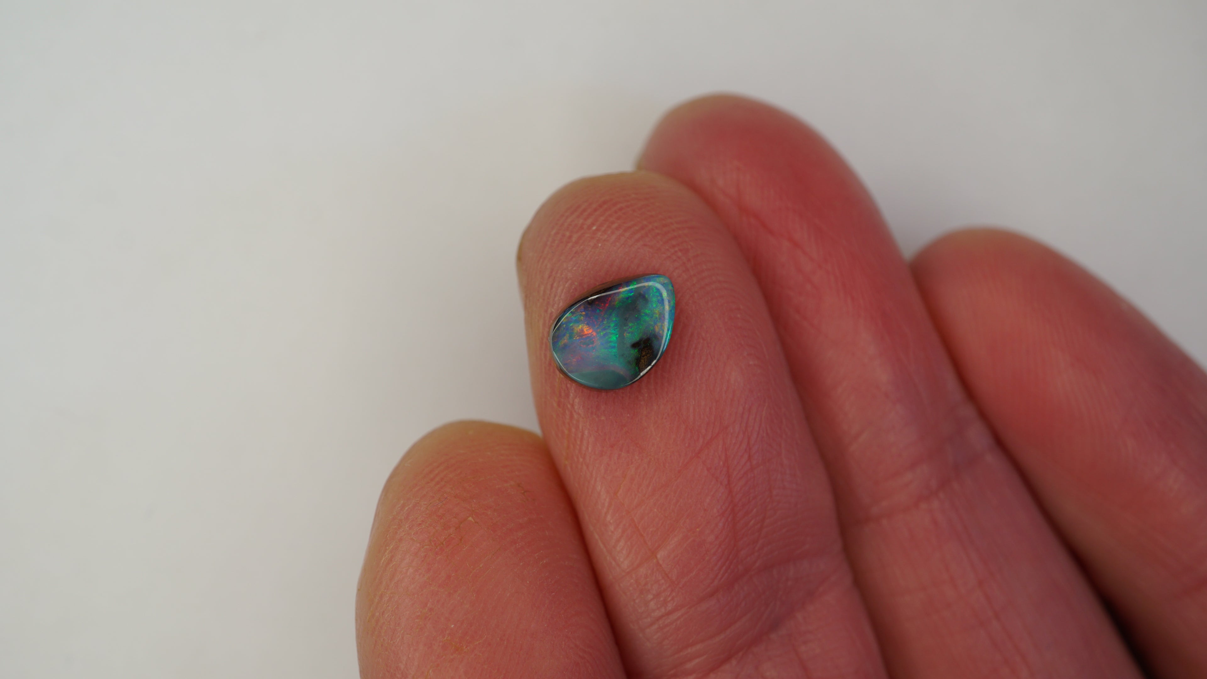 1.3 ct Dark Green Boulder Opal - Green & Orange Colour Play