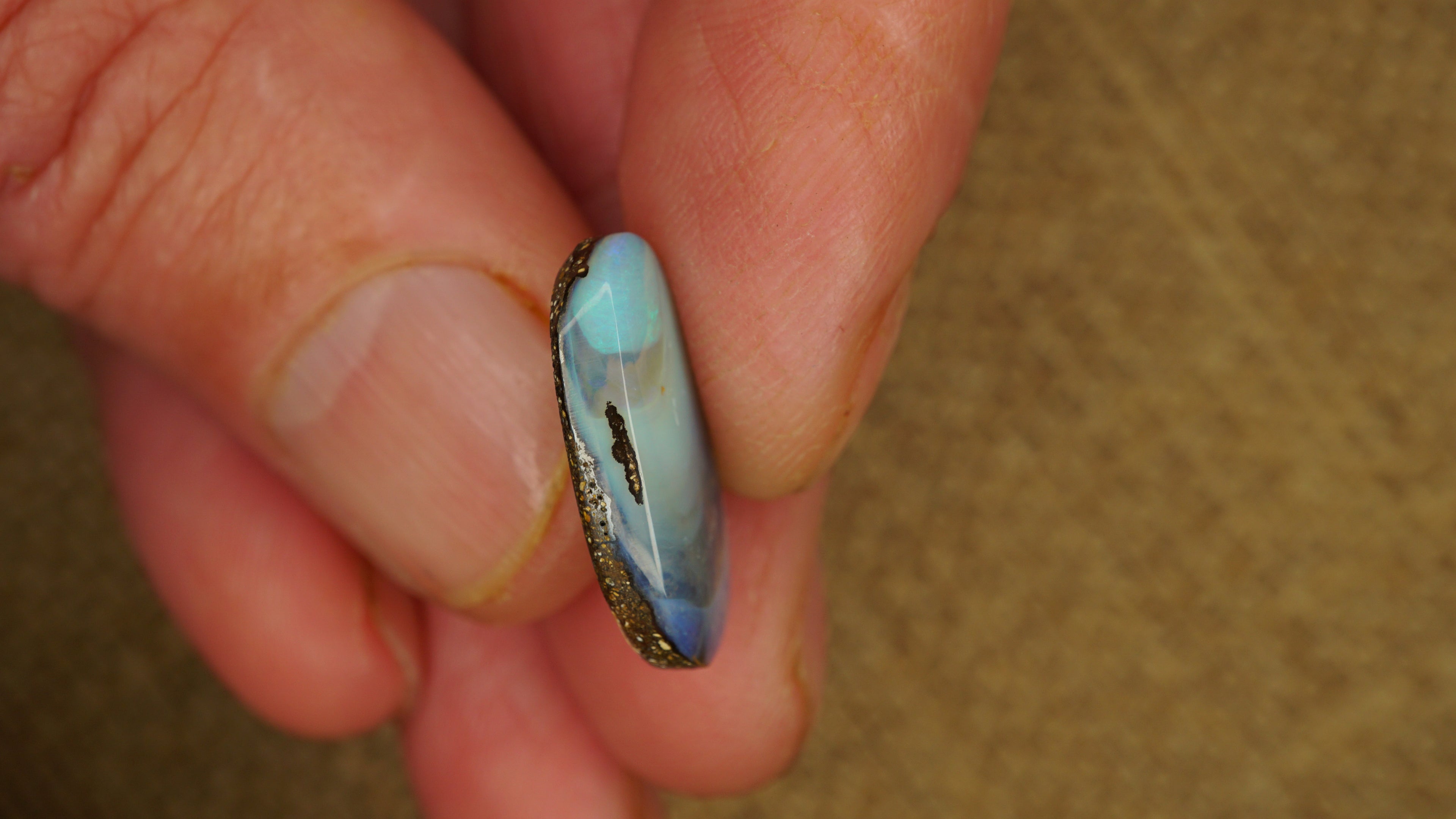 7.1ct Boulder Opal - Blue & Green Play with Concentrated Aqua on Natural Host Body Tone