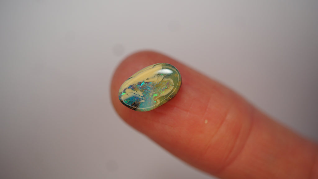 2.8ct Boulder Opal - Blue & Green Fire with Ivory Streak