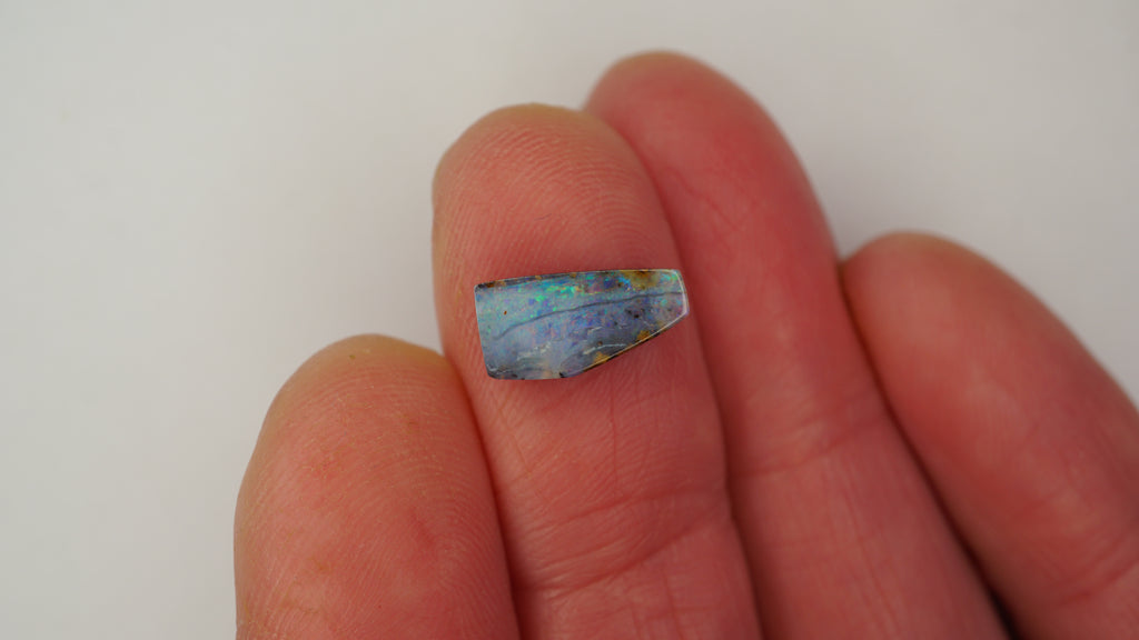 2.5 ct Trapezium Purple Boulder Opal - Aqua, Green & Purple Colour Bands