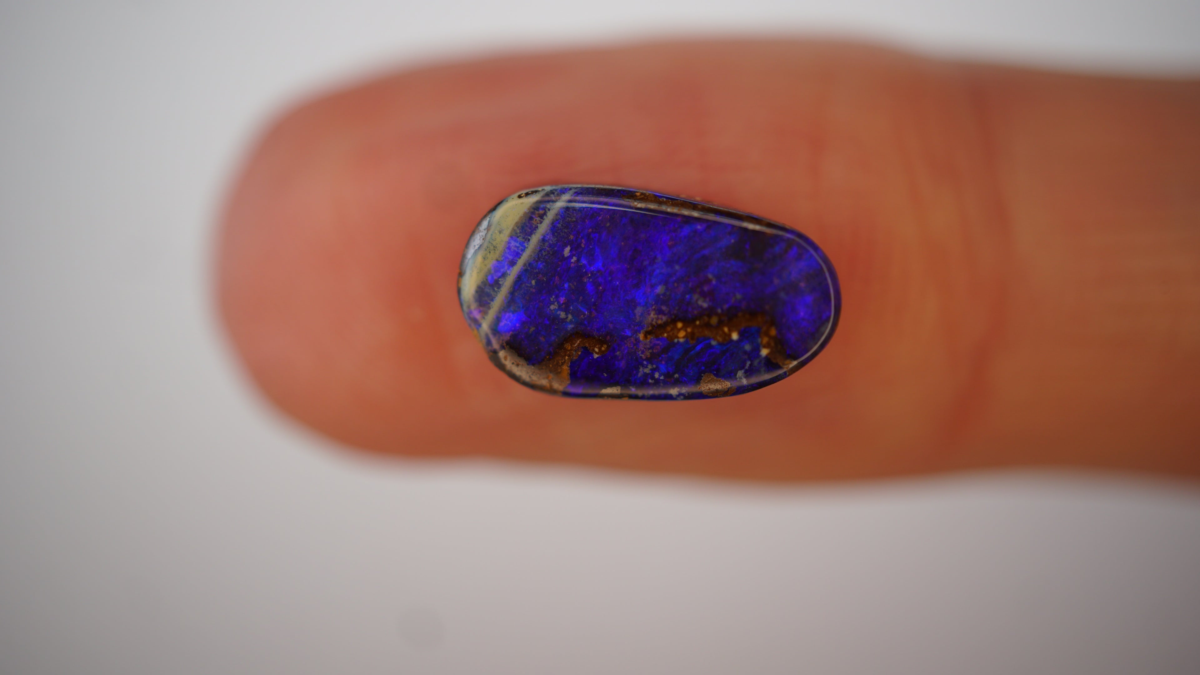 2.4 ct Blue Boulder Opal - Blue Flash with White Edge Feature