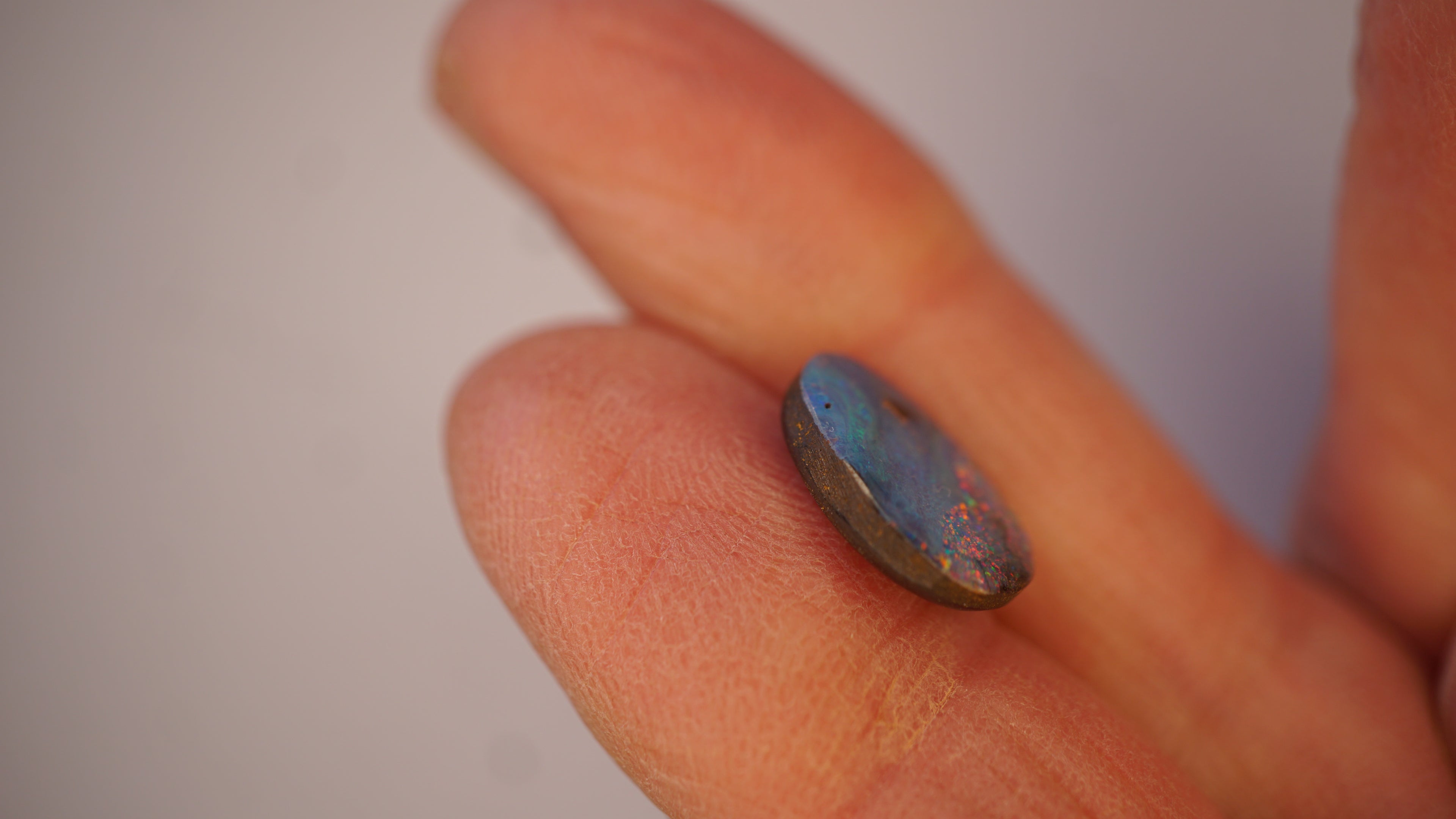 4.7ct Boulder Opal - Broad Bands of Pink & Green Pinfire on Blue Host Body Tone