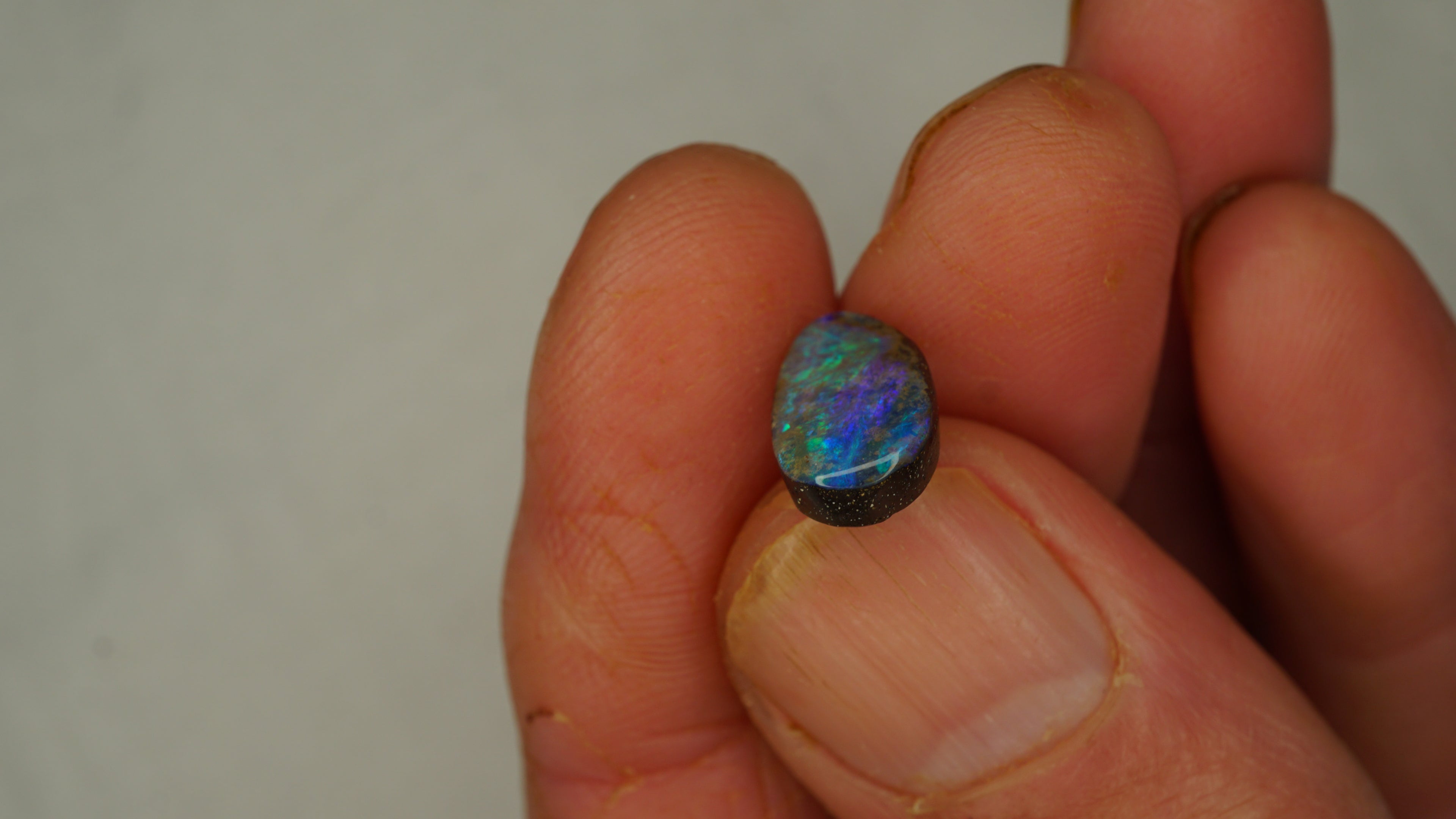 3.5ct Boulder Opal - Green & Blue Play on Blue Host Body Tone