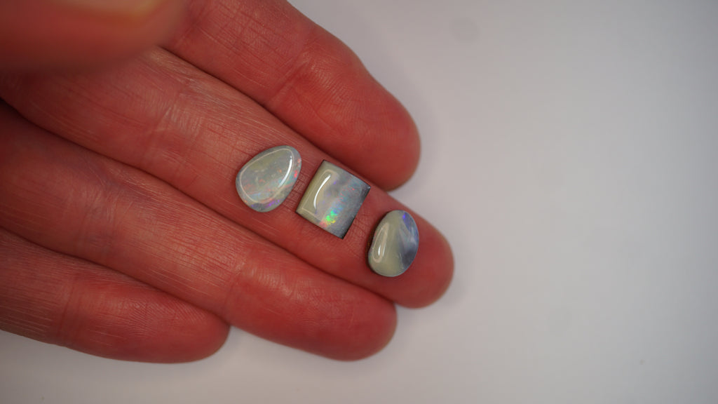 9.25ct Boulder Opal Trio - Lavender Base with Soft Multicolour Fire