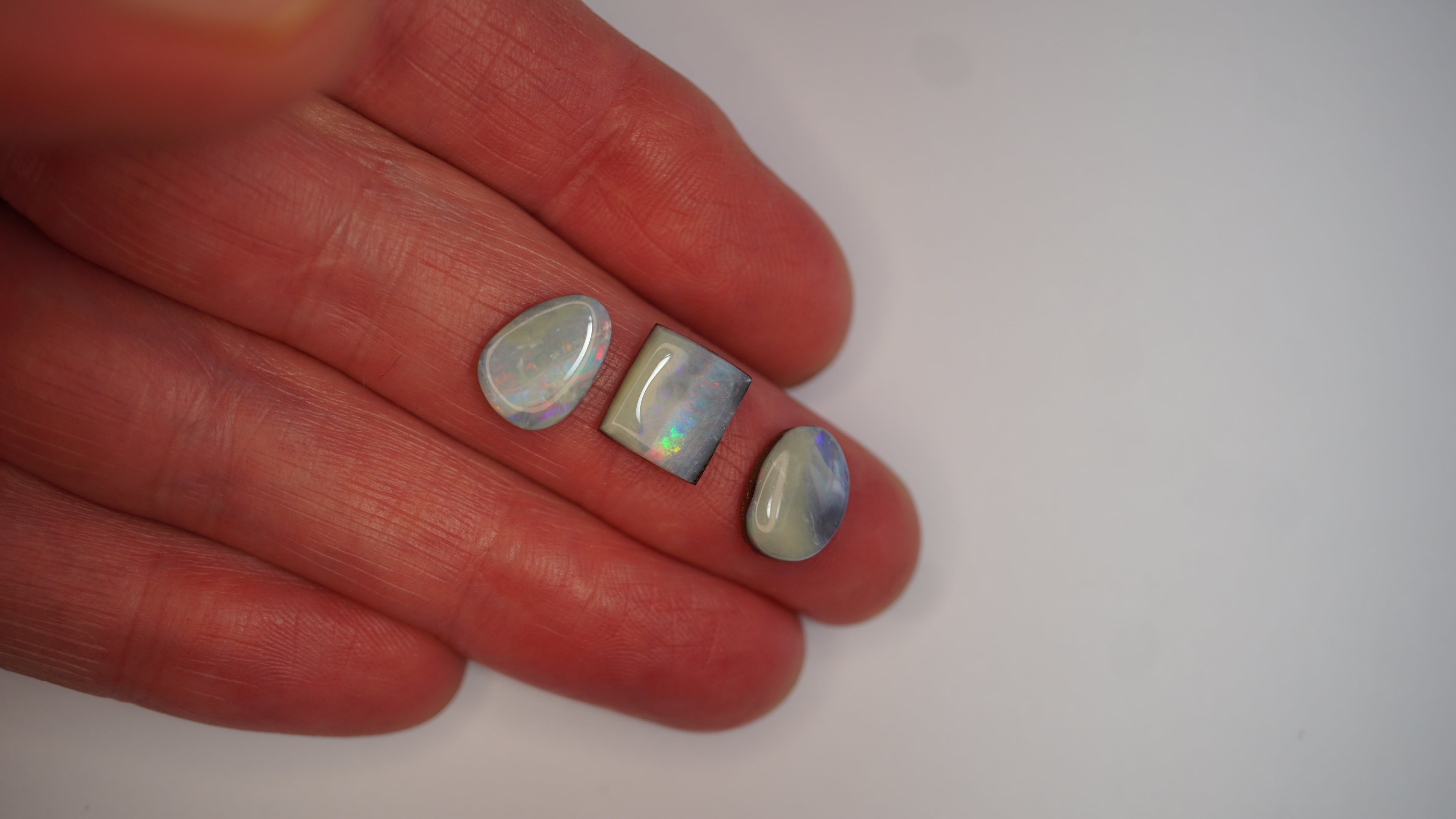 9.25ct Boulder Opal Trio - Lavender Base with Soft Multicolour Fire