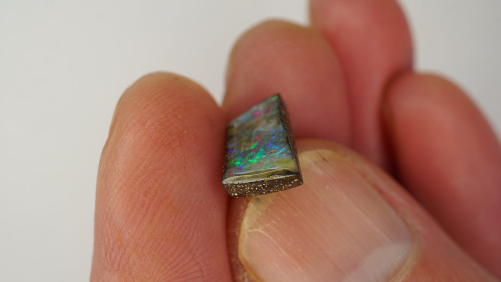 3.2ct Boulder Opal - Green, Purple & Crimson Fire on Host Rock Body Tone