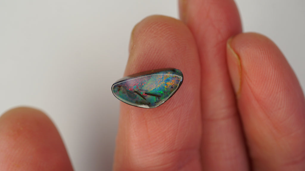 3.0ct Boulder Opal - Multicolour Fire on Dark Green Base