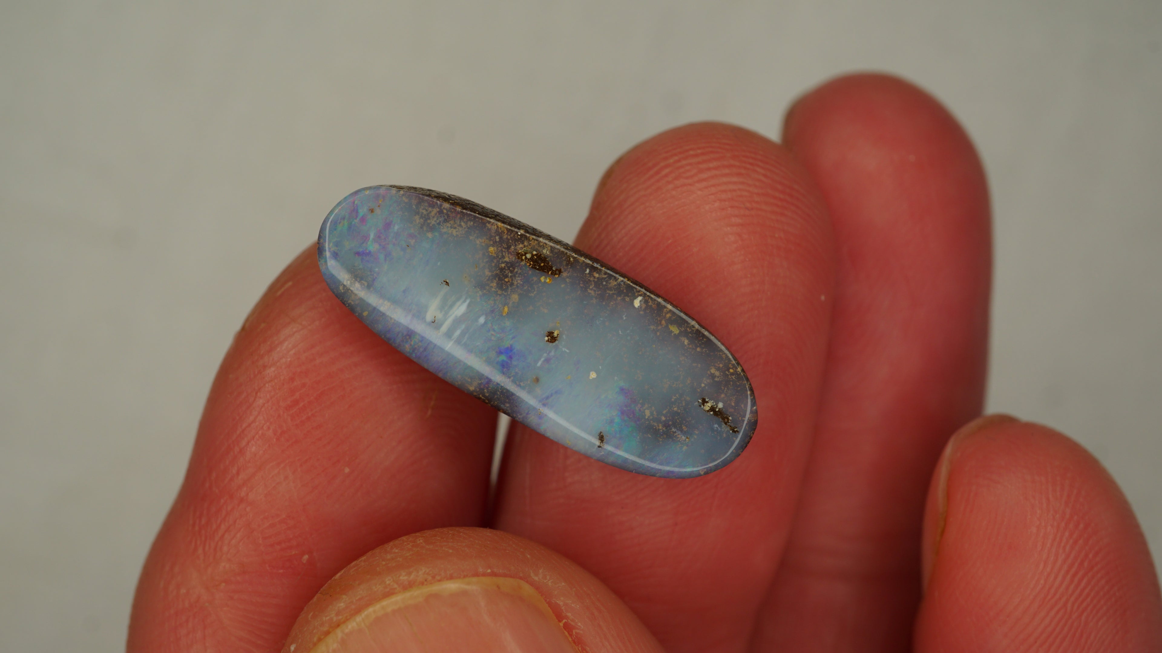 9.0ct Boulder Opal - Whitish Blue Body Tone with Purple & Green Play