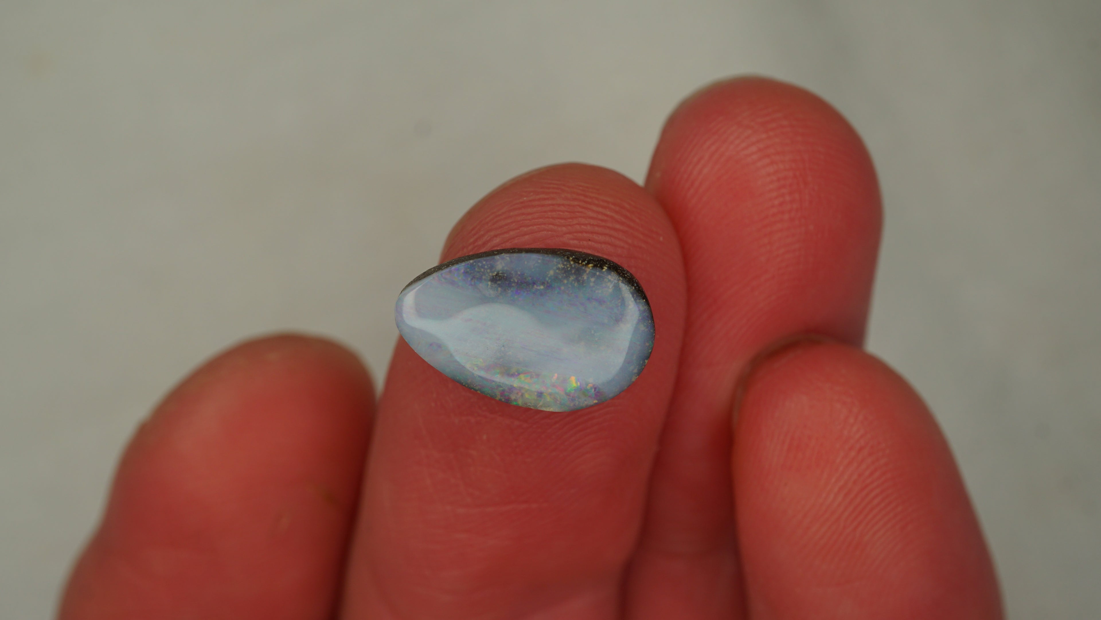 2.5ct Boulder Opal - Purplish White Body Tone with Purple & Green Play