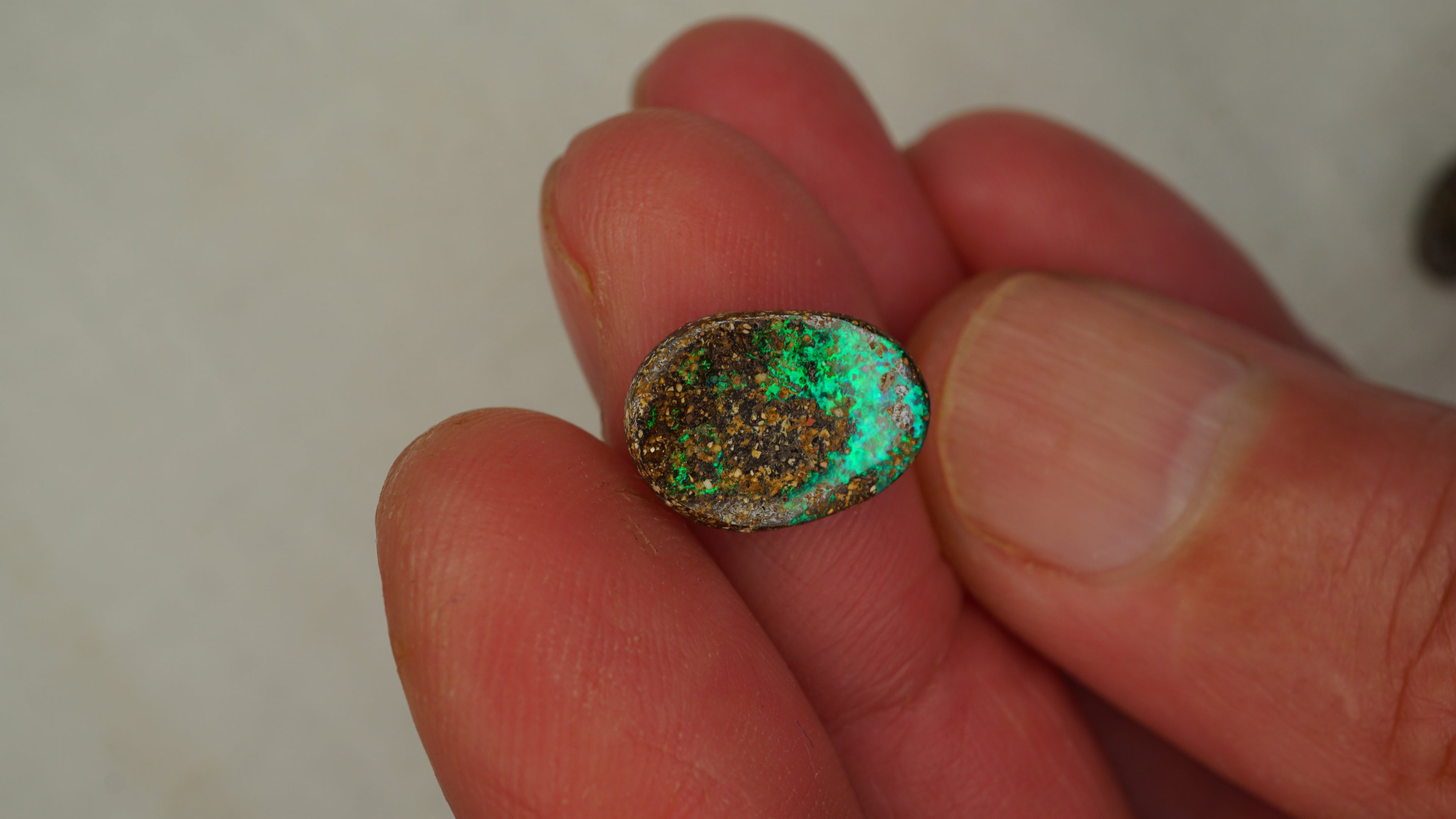 3.1ct Matrix Boulder Opal - Broad Plate of Bright Green Play