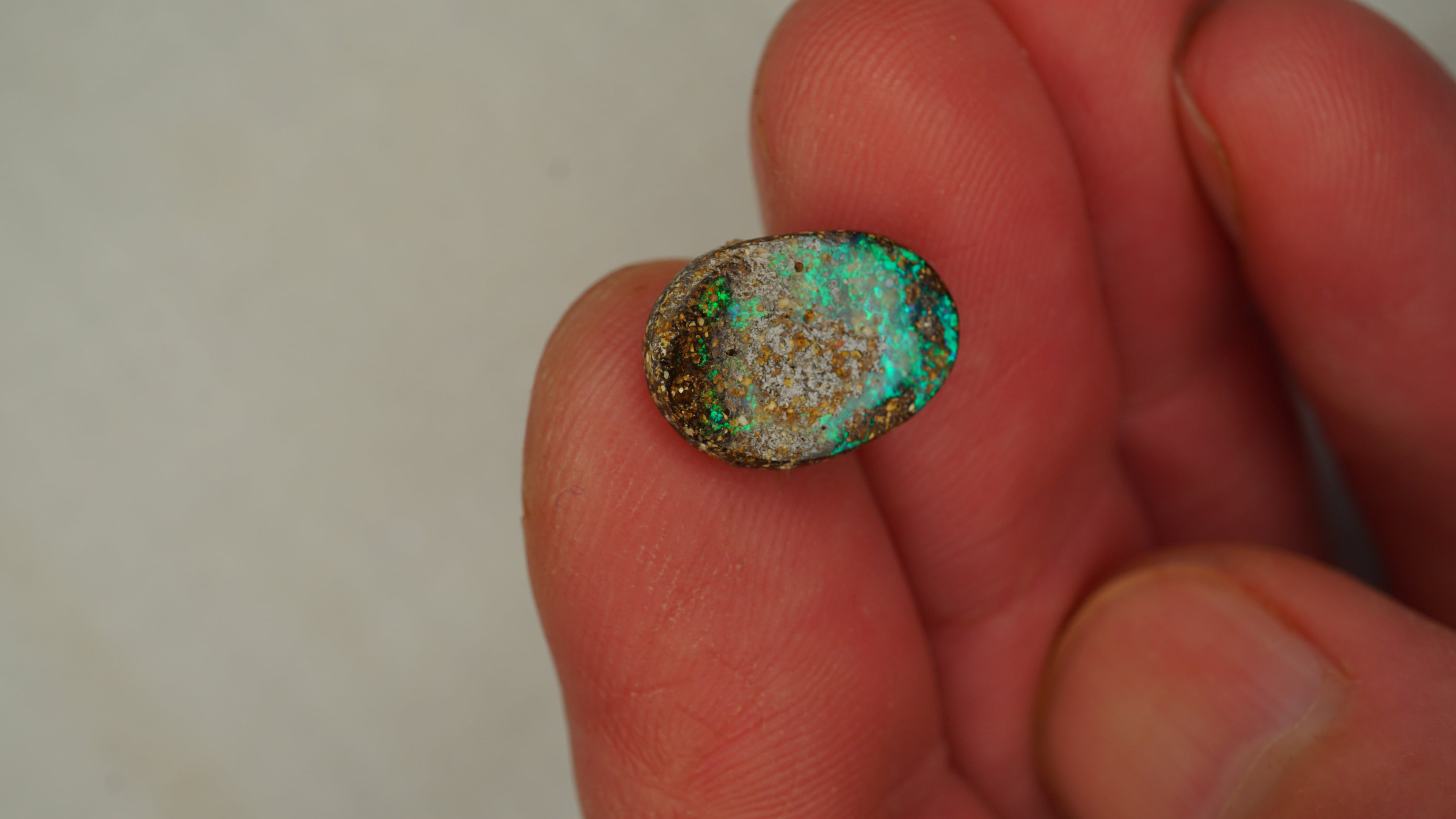 3.1ct Matrix Boulder Opal - Broad Plate of Bright Green Play