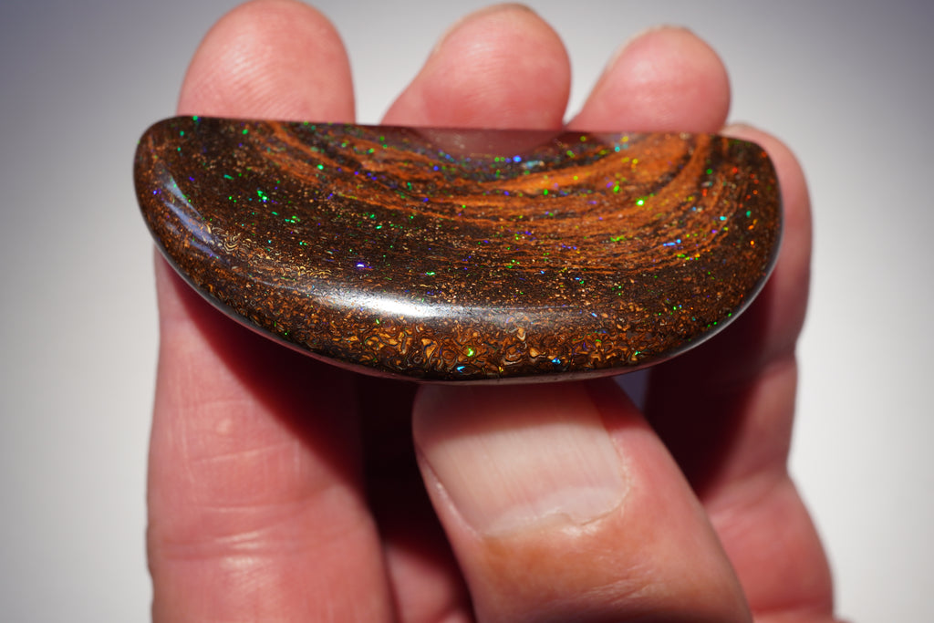 167.4ct Koroit Boulder Opal Specimen (Half Moon) — Nebula Drift