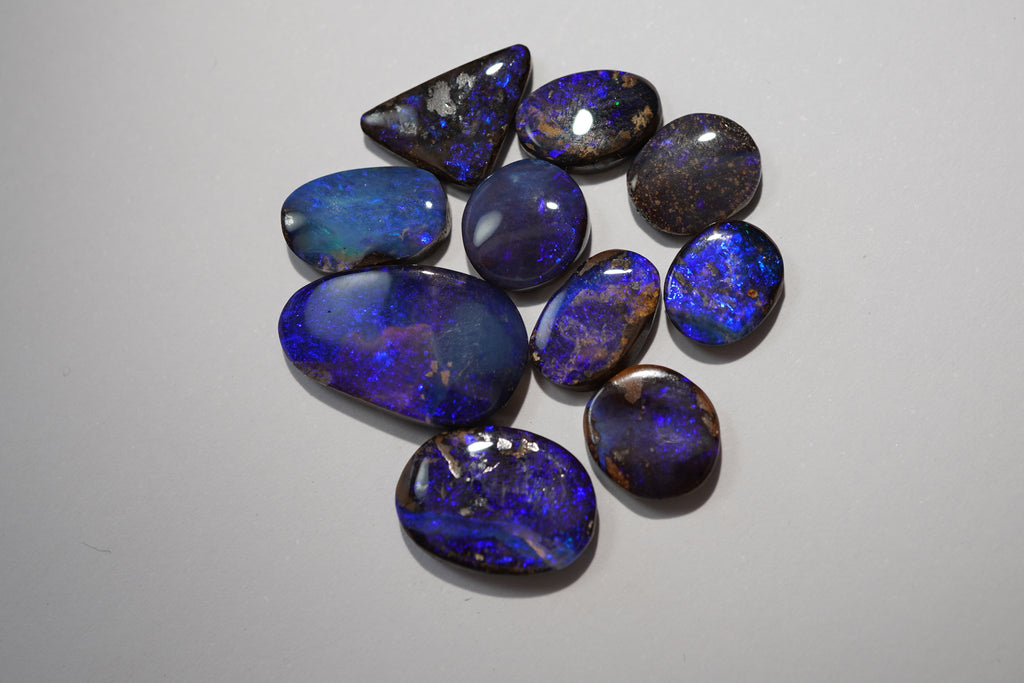 Bench Parcel - Indigo Blue Selection - 10 Stone Boulder Opal Lot (25.6ct Total)