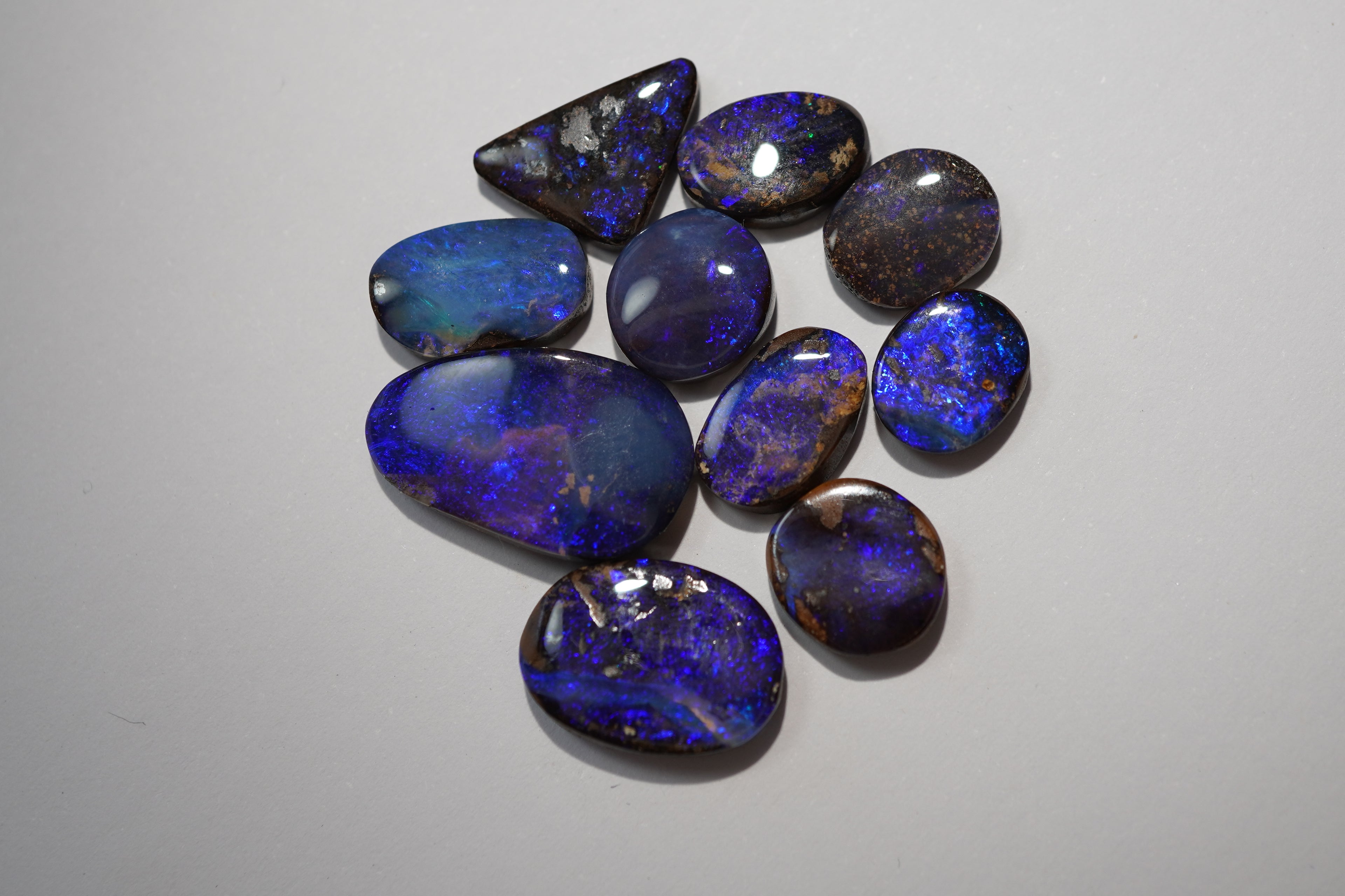 Bench Parcel - Indigo Blue Selection - 10 Stone Boulder Opal Lot (25.6ct Total)