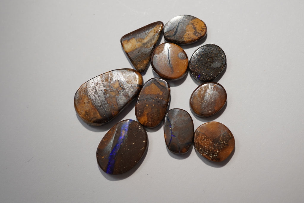 Bench Parcel - Indigo Blue Selection - 10 Stone Boulder Opal Lot (25.6ct Total)