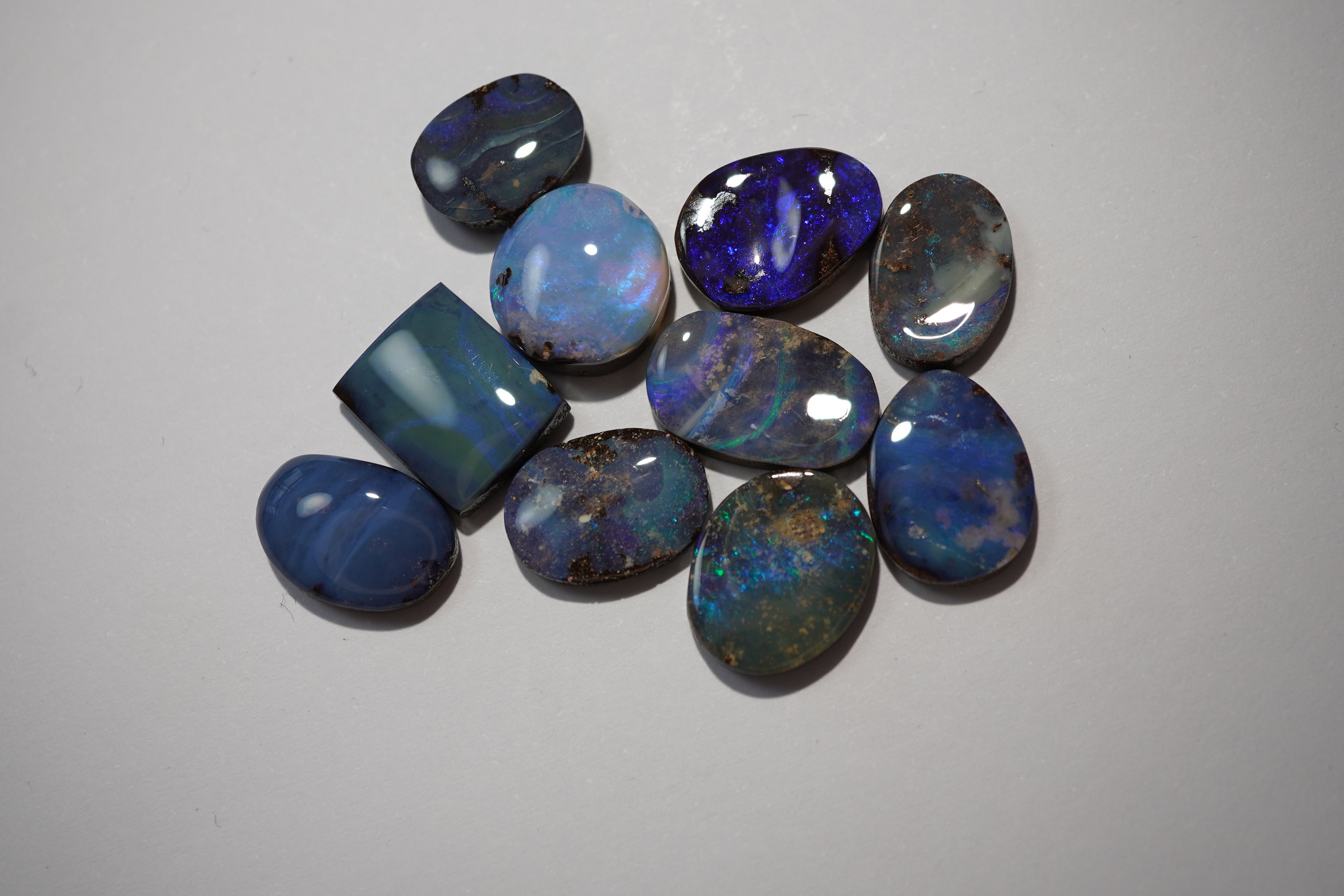 Workshop Parcel - Light Blue Selection - 10 Stone Boulder Opal Lot (32.1ct Total)