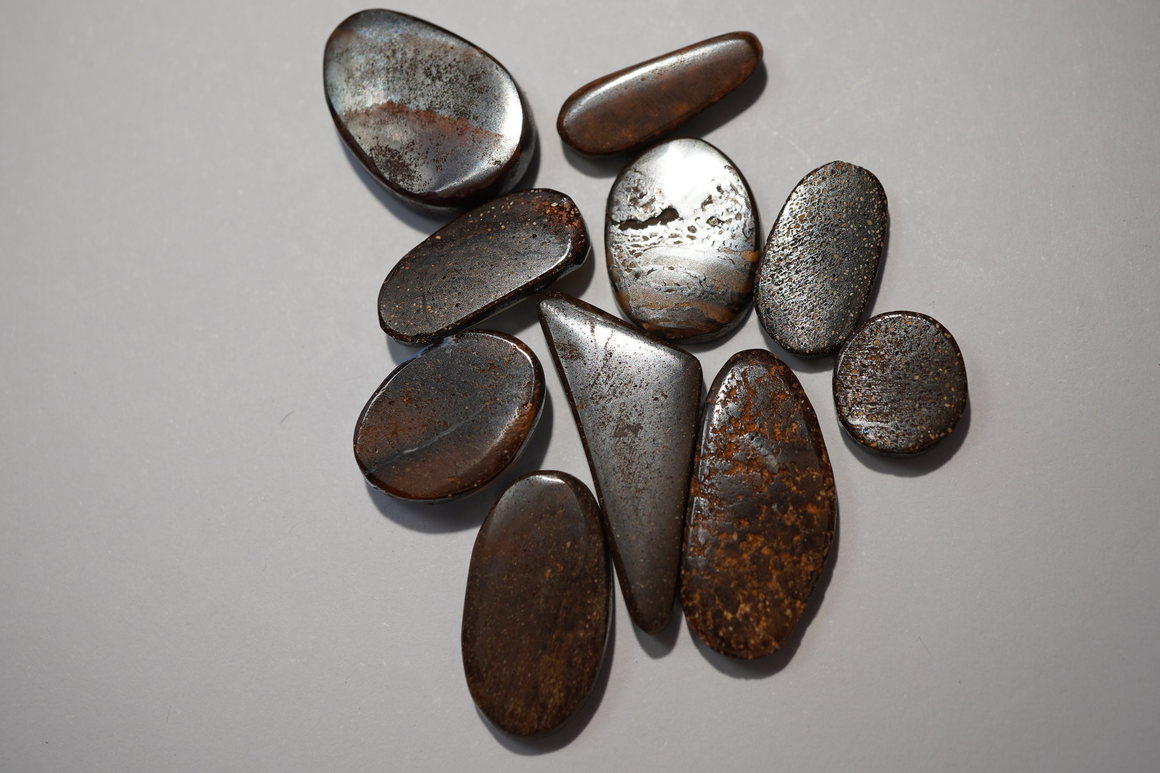 Bench Parcel - Green & Blue Selection - 10 Stone Boulder Opal Lot (35.2ct Total)
