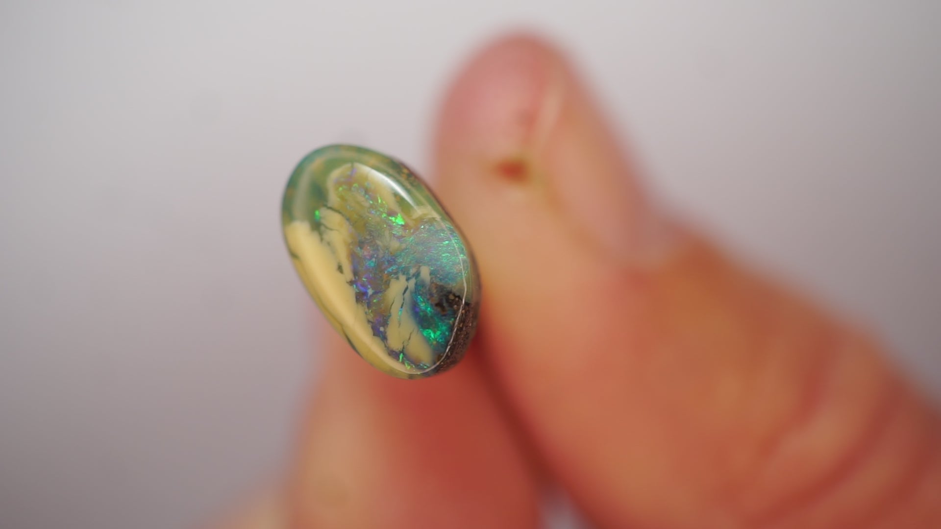 2.8ct Boulder Opal - Blue & Green Fire with Ivory Streak