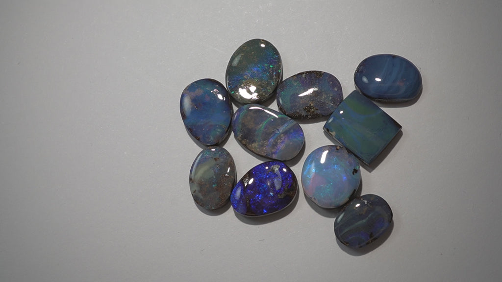Workshop Parcel - Light Blue Selection - 10 Stone Boulder Opal Lot (32.1ct Total)
