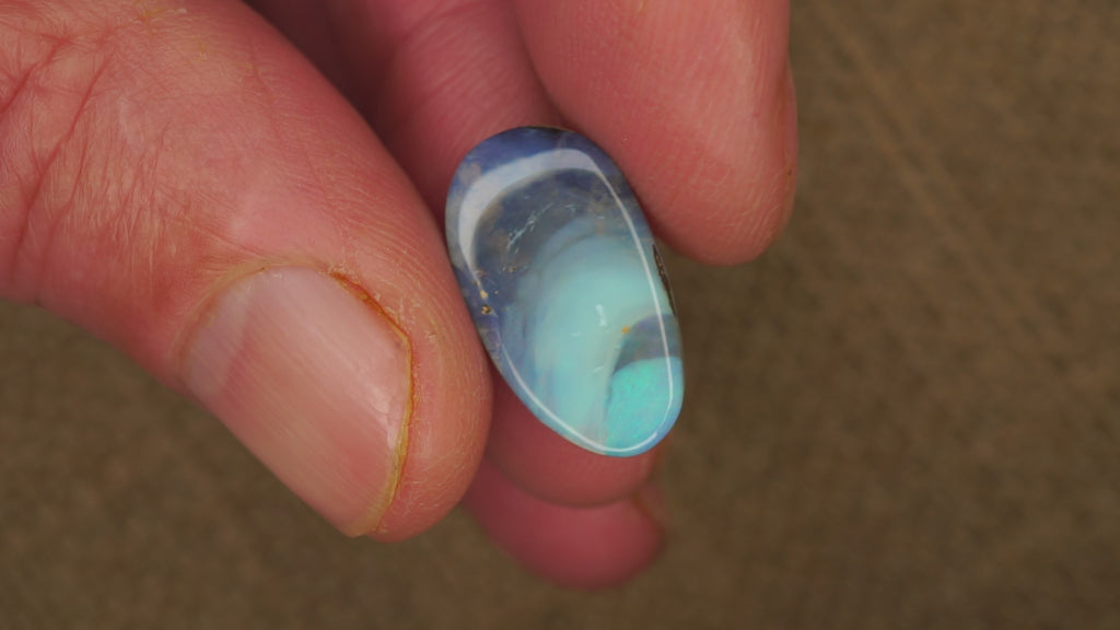 7.1ct Boulder Opal - Blue & Green Play with Concentrated Aqua on Natural Host Body Tone