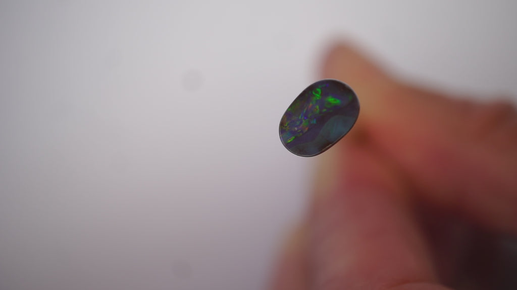 1.3ct Boulder Opal - Neon Green Fire on Deep Blue Base