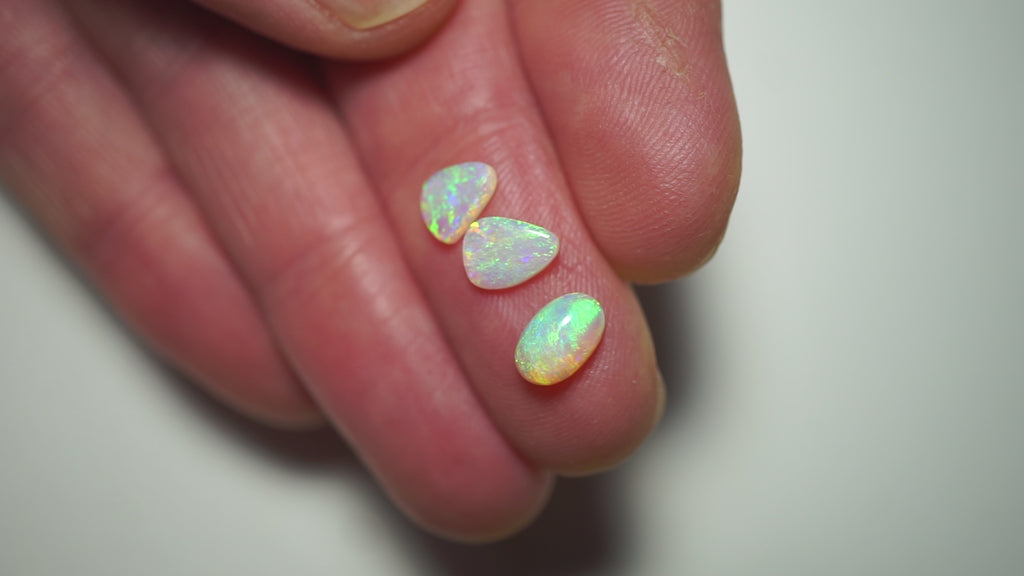 2.75ct Crystal Boulder Opal Trio - Green & Gold Pinfire with Red Highlights