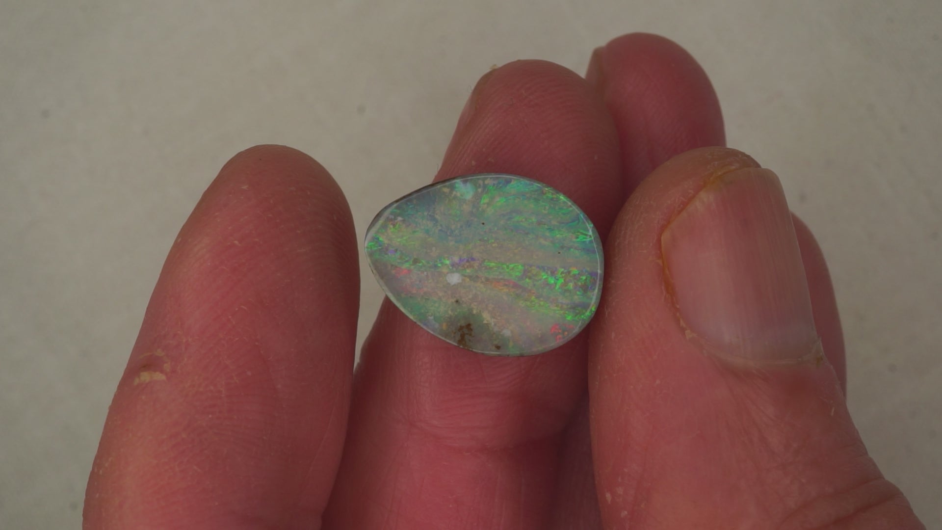 10.3ct Boulder Opal - Streaks of Pink, Gold & Green Pinfire on Light Green Host Body Tone