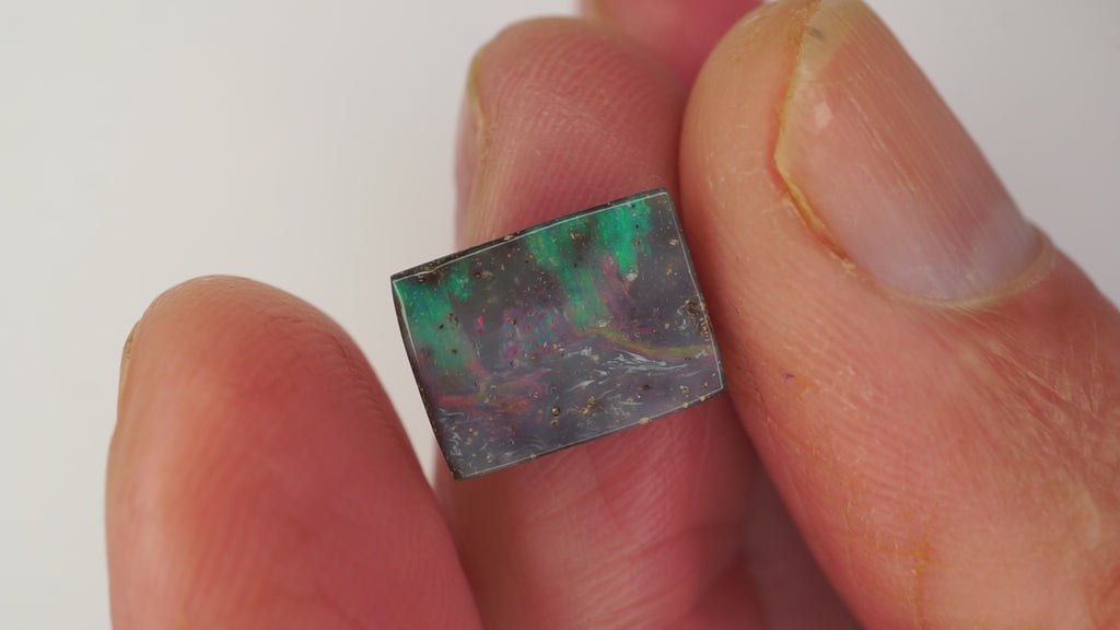 4.0 ct Rectangular Boulder Opal - Layered Structure with Crimson & Green Colour