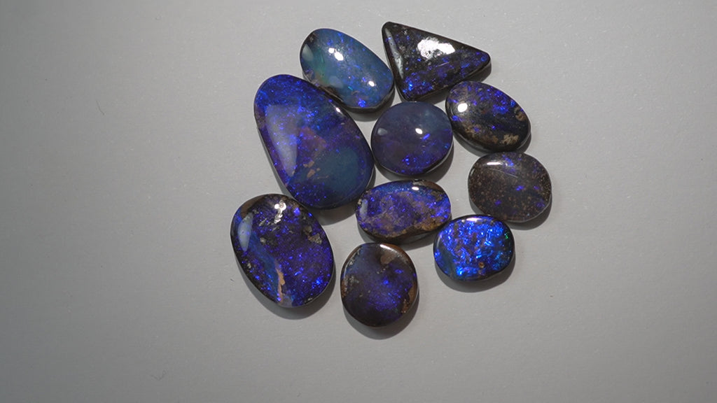 Bench Parcel - Indigo Blue Selection - 10 Stone Boulder Opal Lot (25.6ct Total)